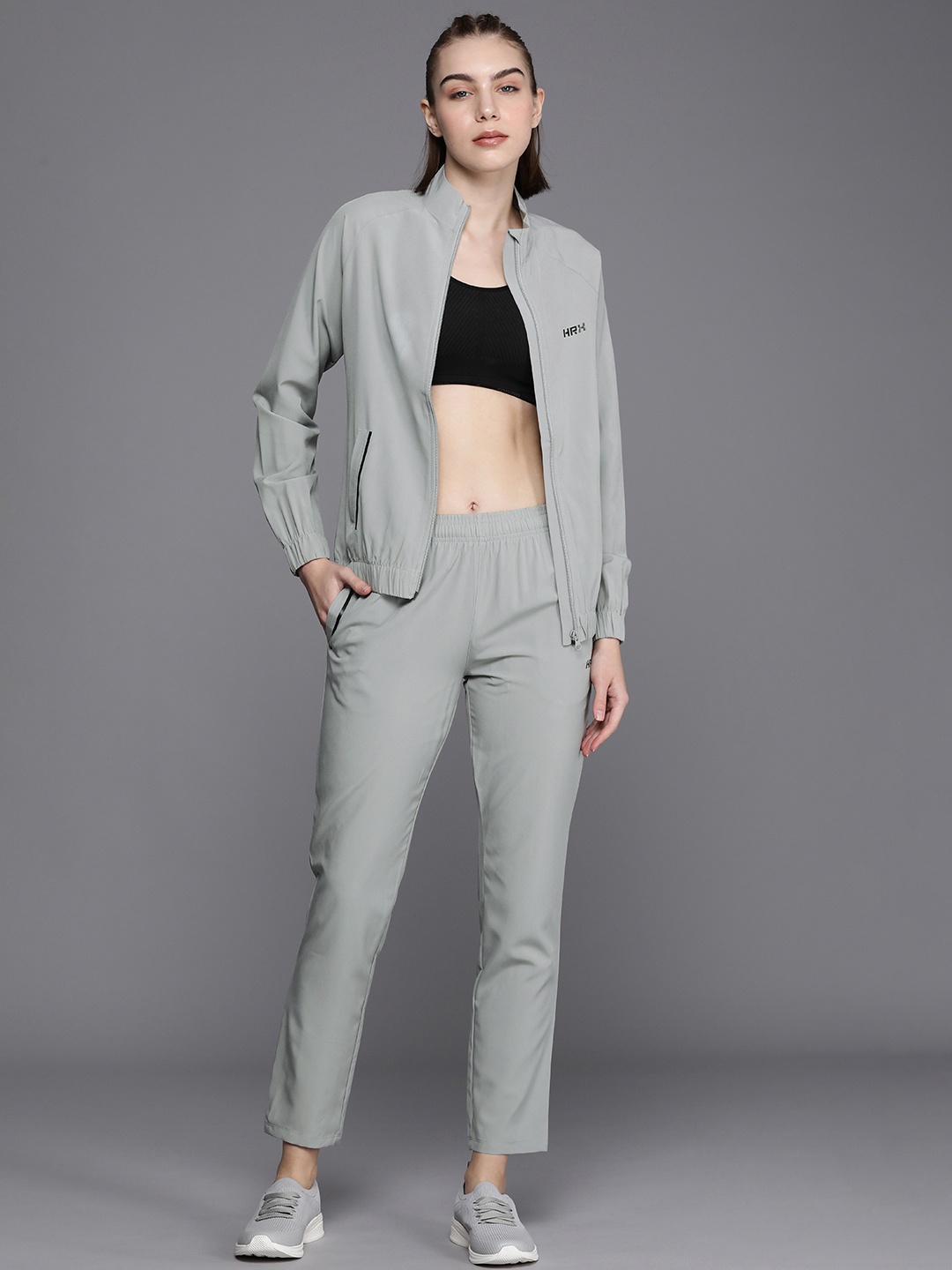 

HRX by Hrithik Roshan Women Rapid Dry Antimicrobial Tracksuits, Grey