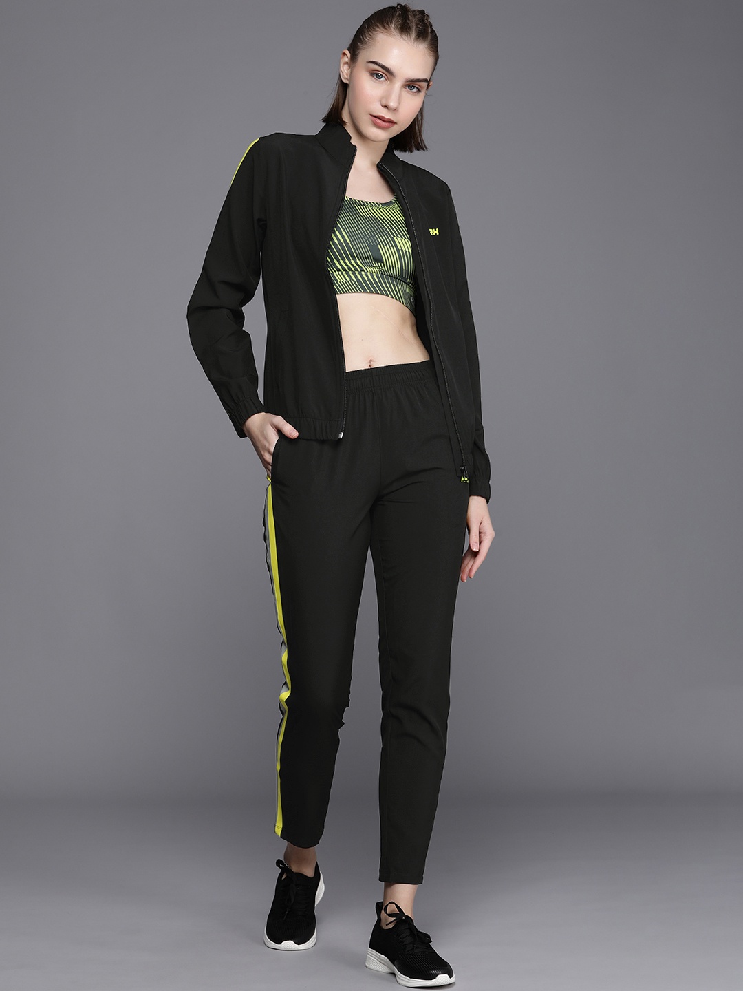 

HRX by Hrithik Roshan Women Rapid Dry Antimicrobial Running Tracksuits, Black