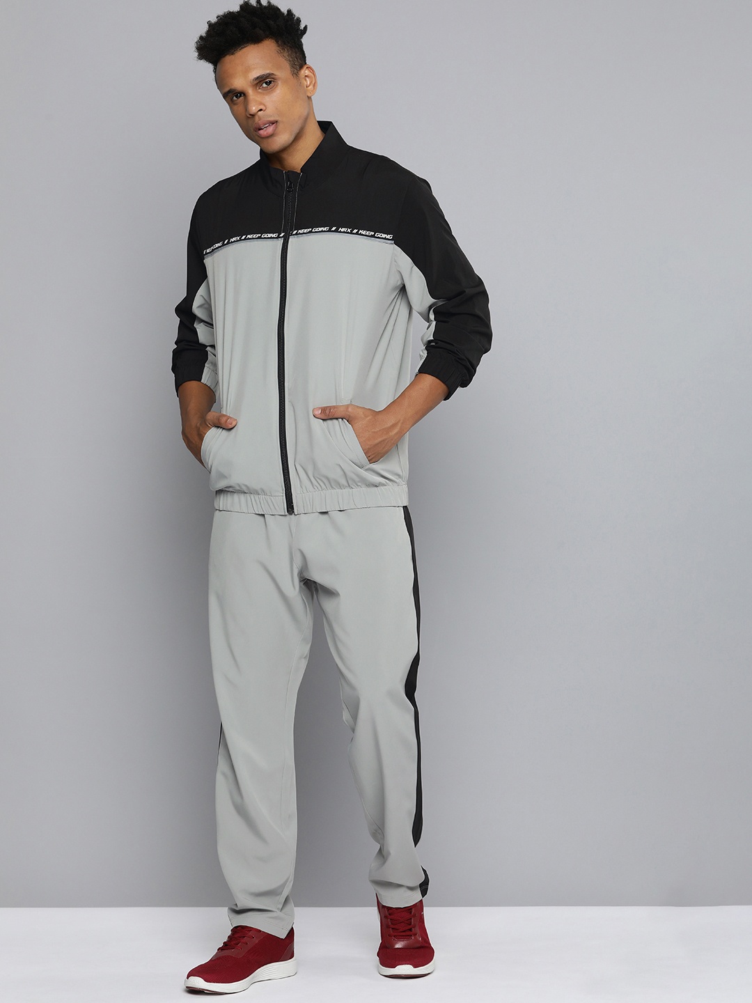 

HRX by Hrithik Roshan Men Regular Fit Rapid-Dry Running Tracksuit, Grey