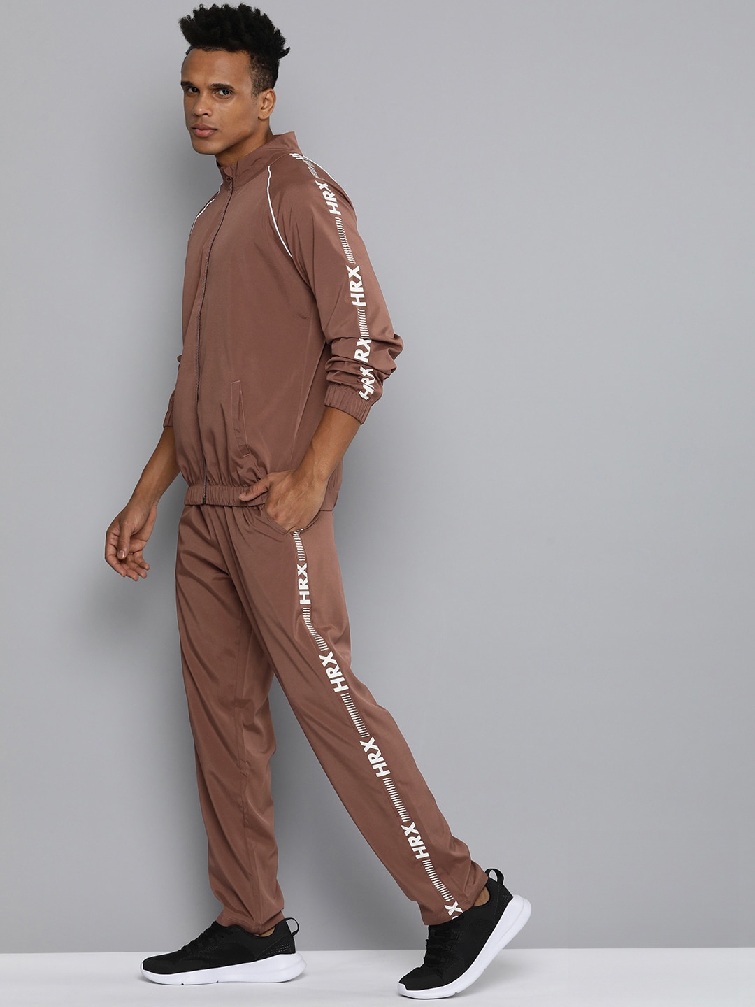 

HRX by Hrithik Roshan Men Regular Fit Rapid-Dry Running Tracksuit, Brown