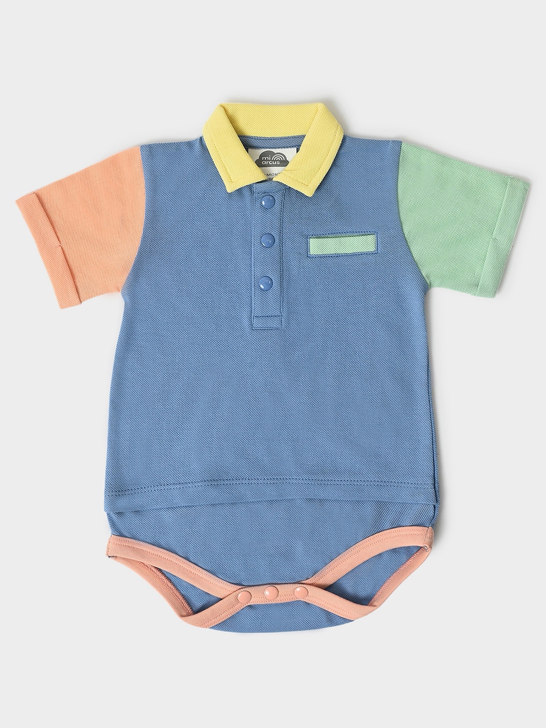 

MiArcus Infant Boys Colourblocked Pure Cotton Romper, Blue