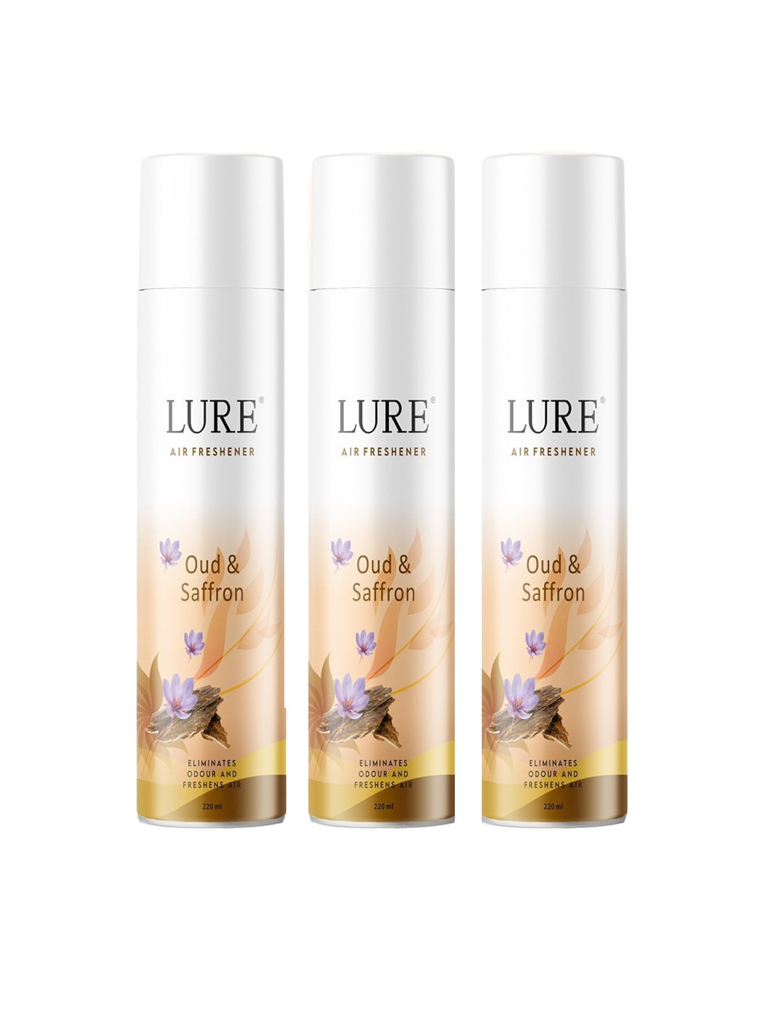 

LURE 3 Pieces of Air Freshener - Oud & Saffron - 220ml Each, White