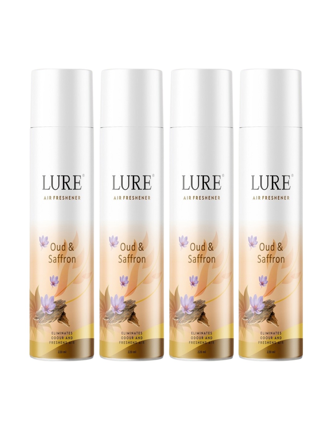 

LURE 4 Pieces of Air Freshener - Oud & Saffron - 220ml Each, White
