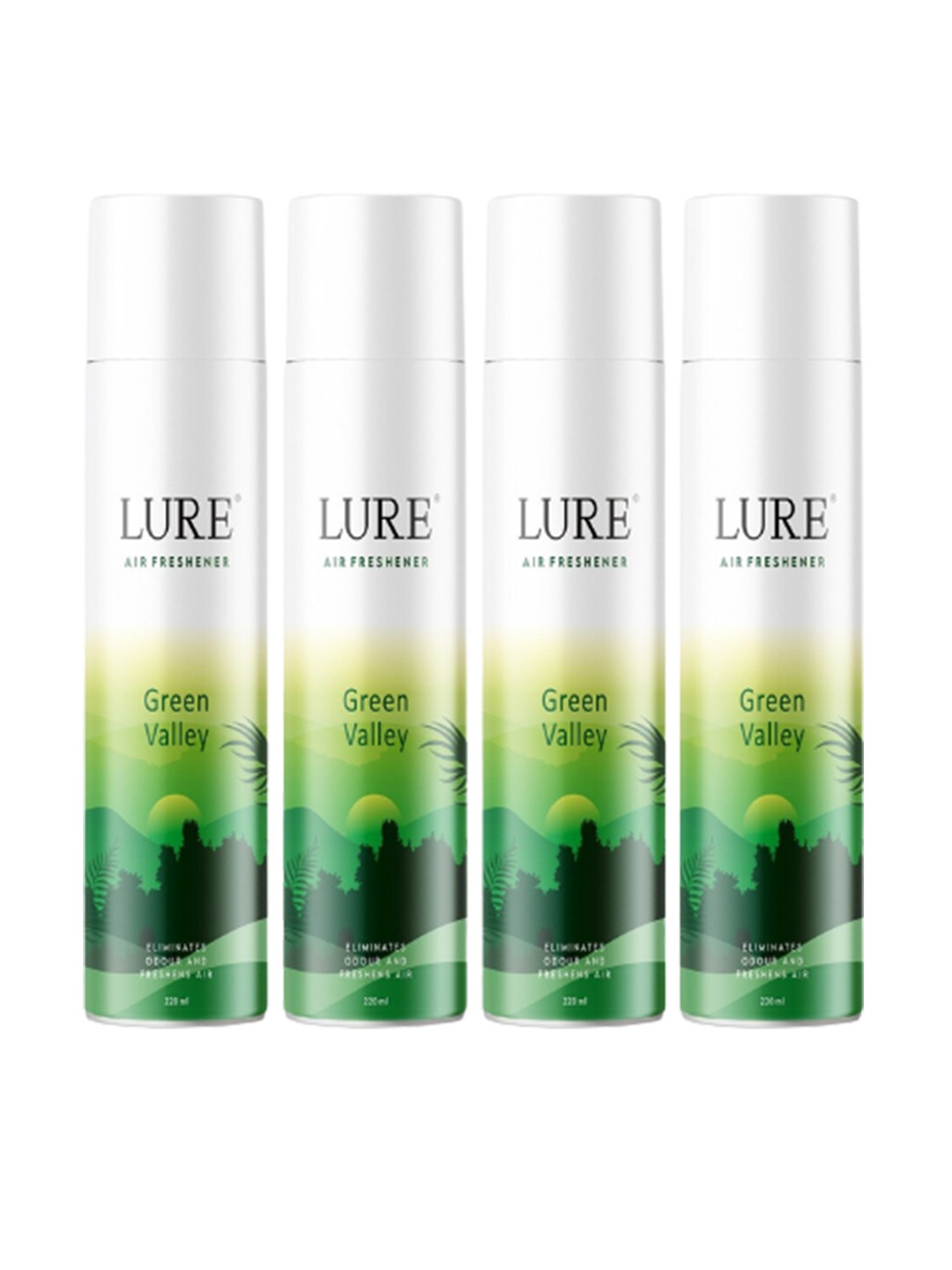 

LURE 4 Pieces of Air Freshener - Green Valley - 220ml Each, White