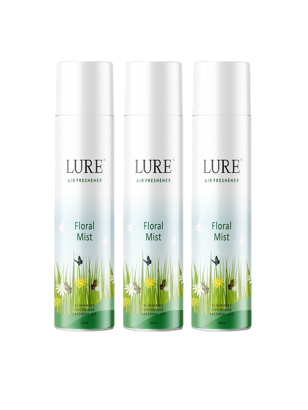

LURE 3 Pieces of Air Freshener - Floral Mist - 220ml Each, White