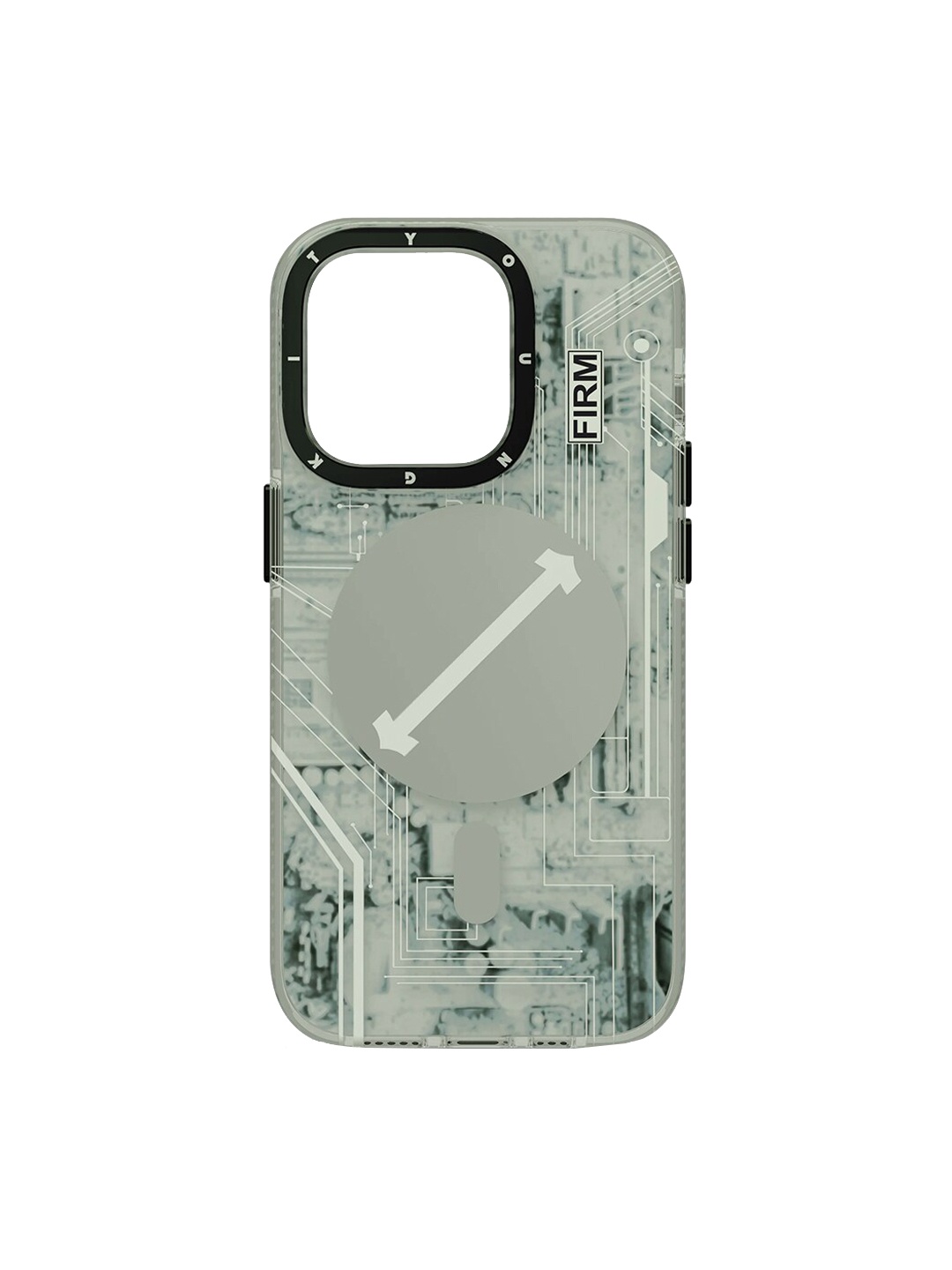 

TREEMODA Technology Futuristic Design Printed 3D iPhone 14 Magsafe Phone Back Case, Grey