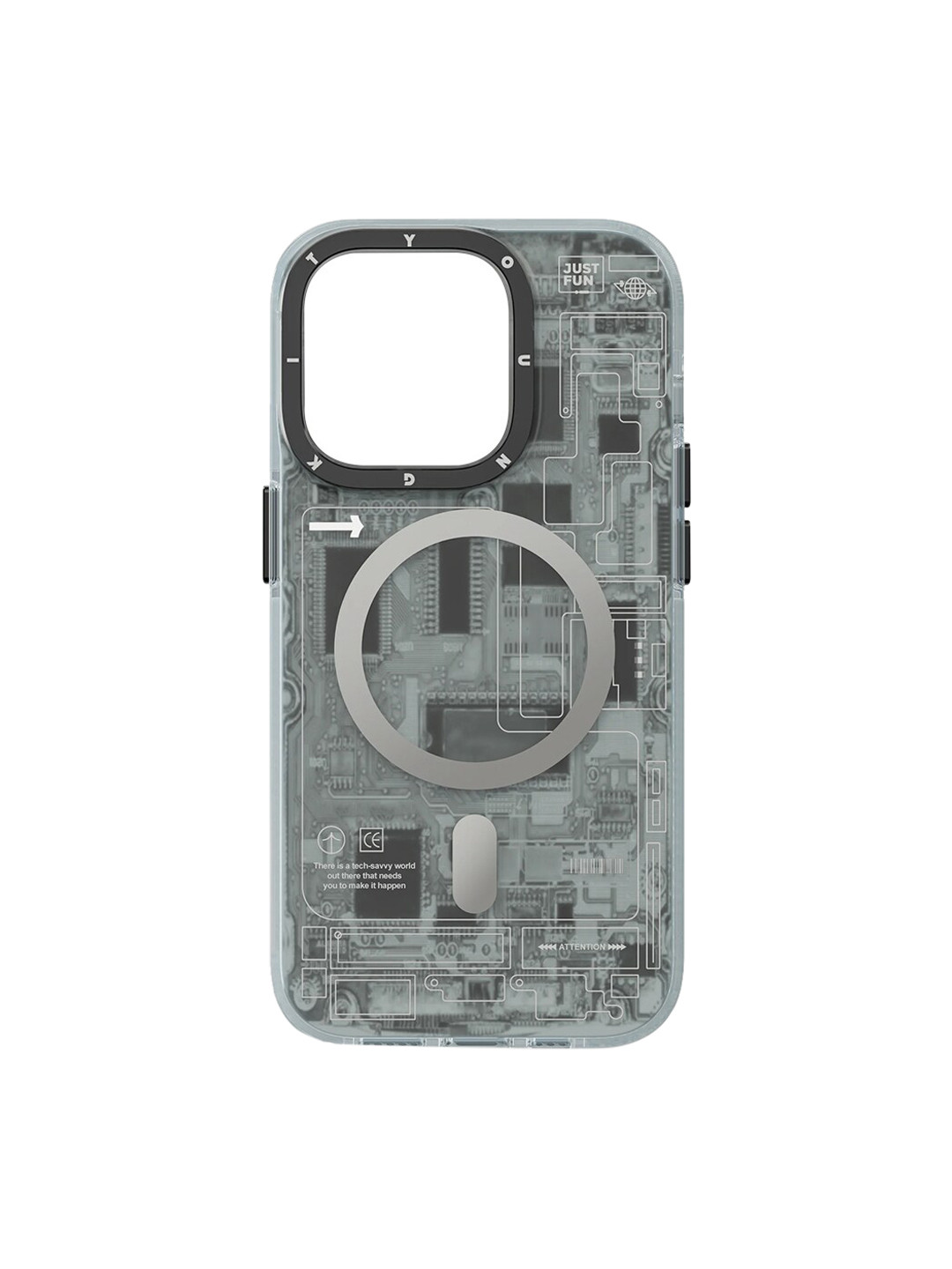 

TREEMODA 3D Technology Futuristic Design iPhone 14 Pro Back Case, Grey