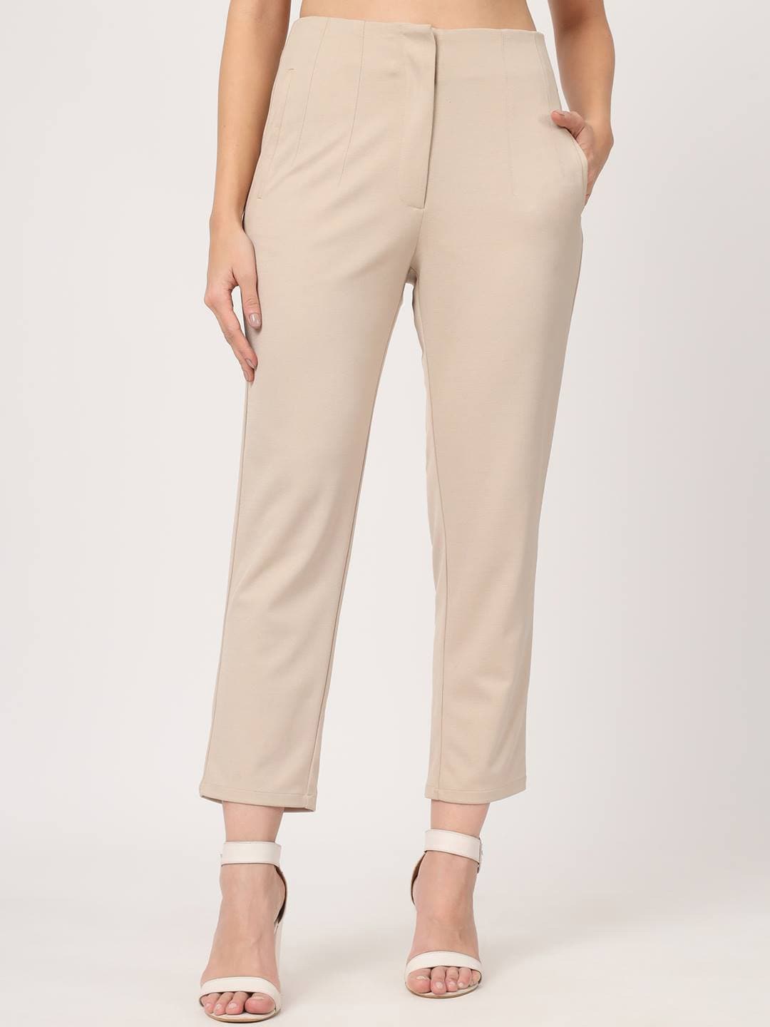 

Beatnik Women Flat-Front High-Rise Cropped Trousers, Beige