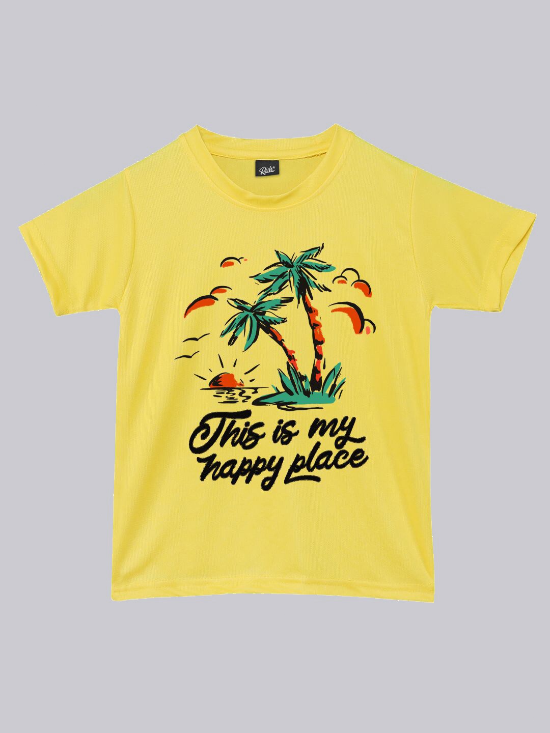 

RISH Boys Floral Printed Tropical Dry Fit T-shirt, Yellow