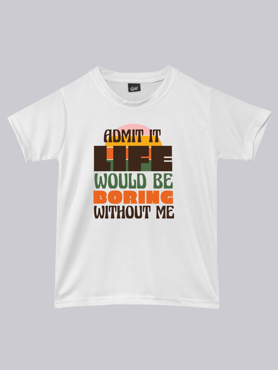 RISH Kids Round Neck Typography Printed T-shirt, White