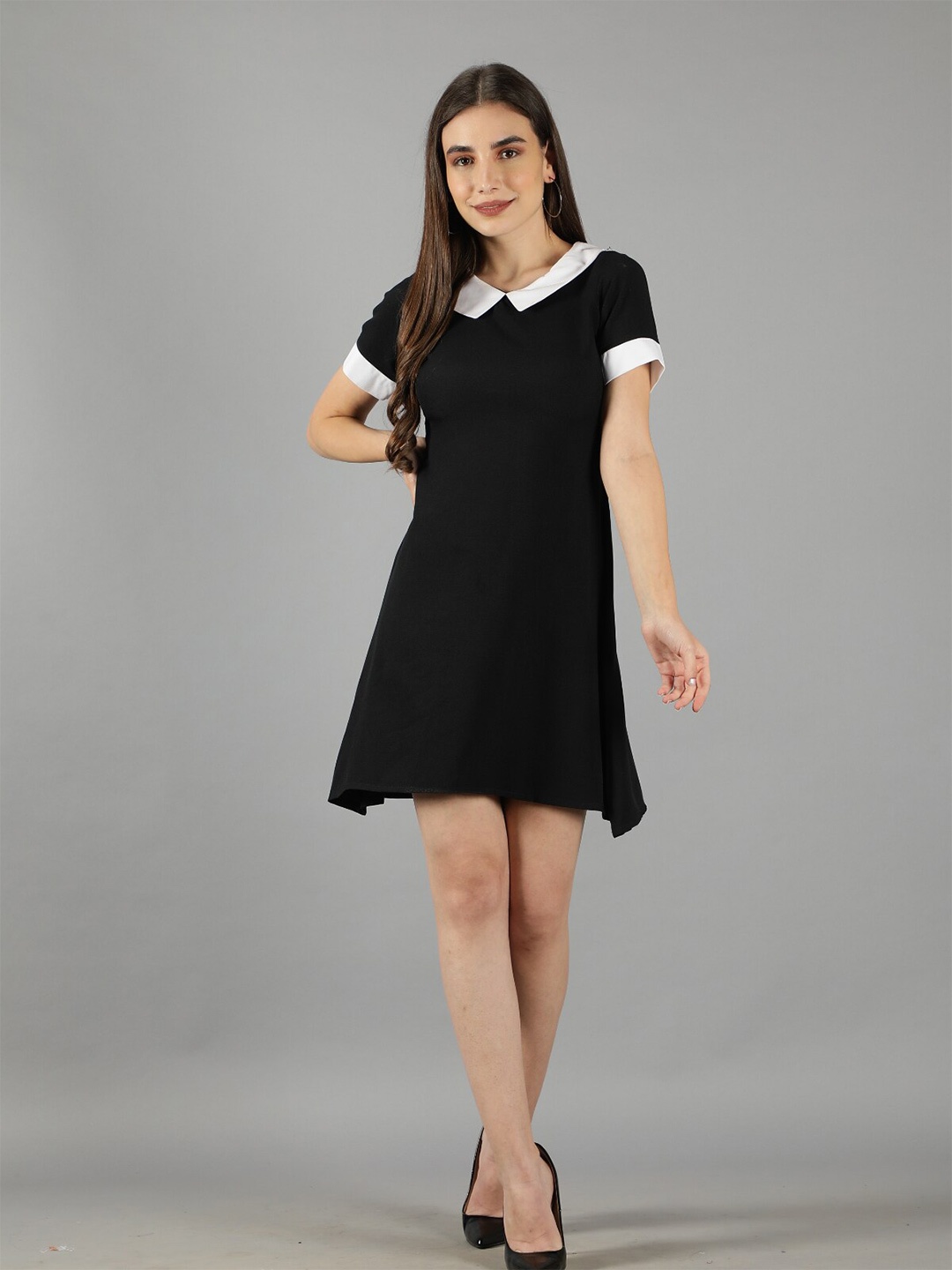 

Svelte Couture Crepe A-Line Dress, Black
