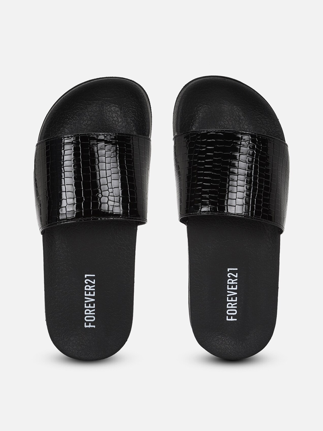 

FOREVER 21 Women Textured Sliders, Black