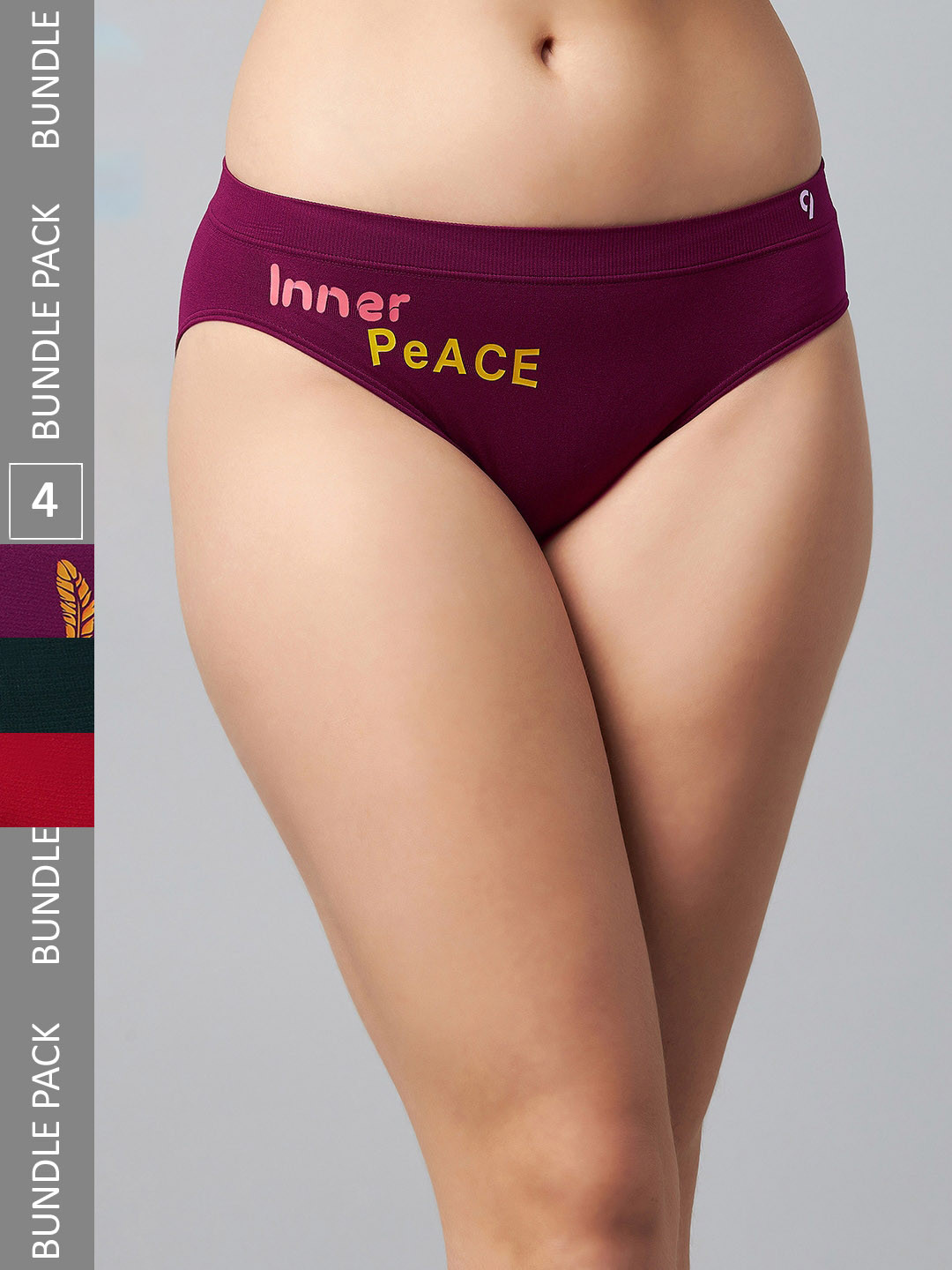 

C9 AIRWEAR Women Pack Of 4 Printed Seamless 4-Way Stretch Hipster Briefs, Purple