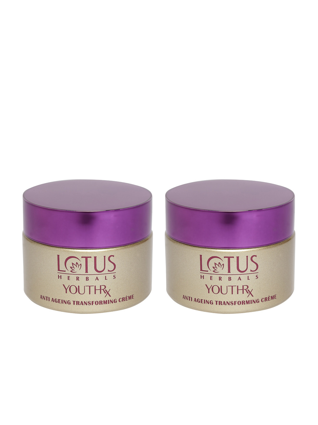 

Lotus Herbals Set of 2 YouthRX Gineplex Anti-Ageing Transforming Creme - 50g each, Gold