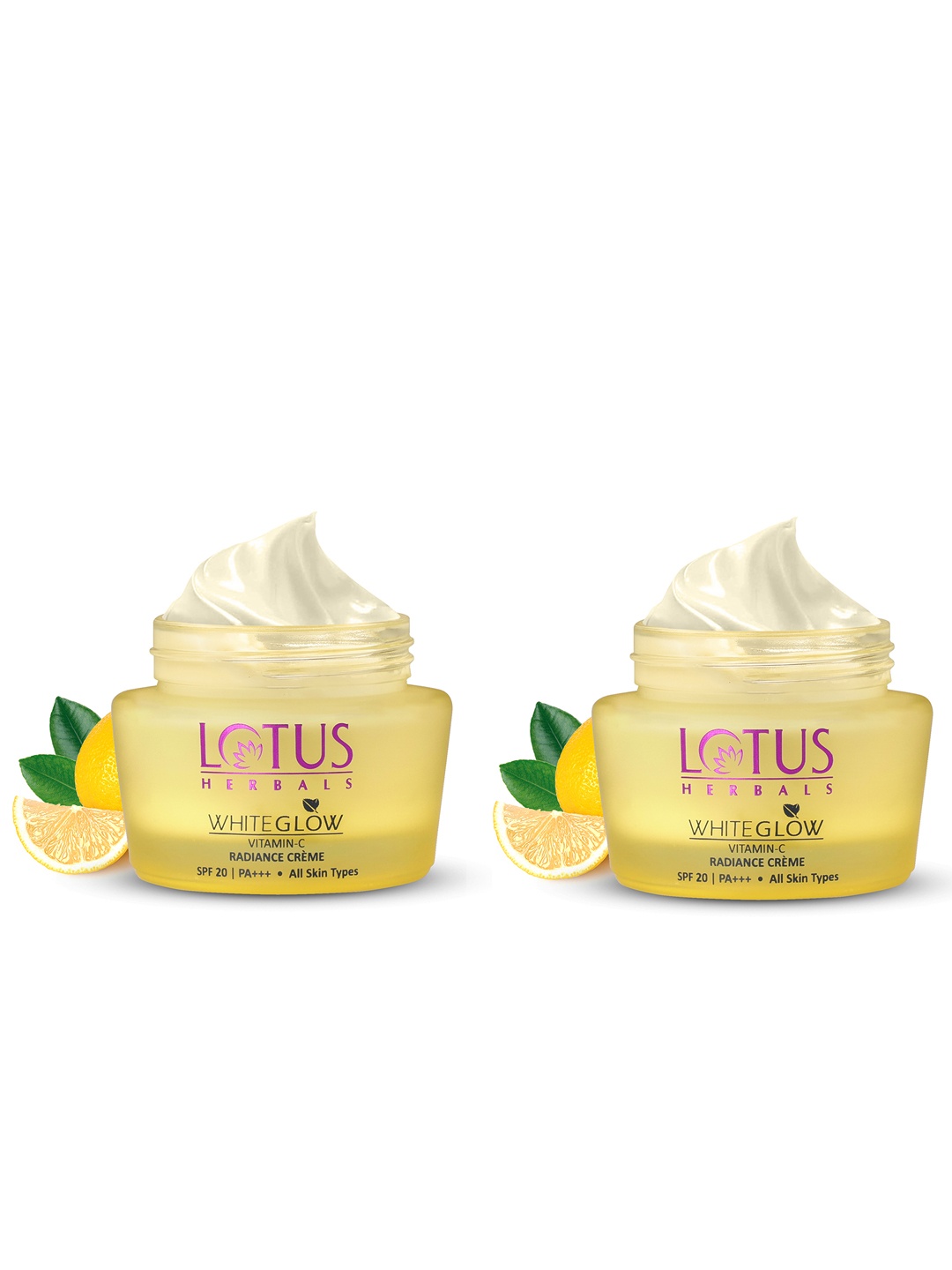 

Lotus Herbals Set of 2 WhiteGlow Vitamin C Radiance Creme with SPF20 - 50g each, Yellow