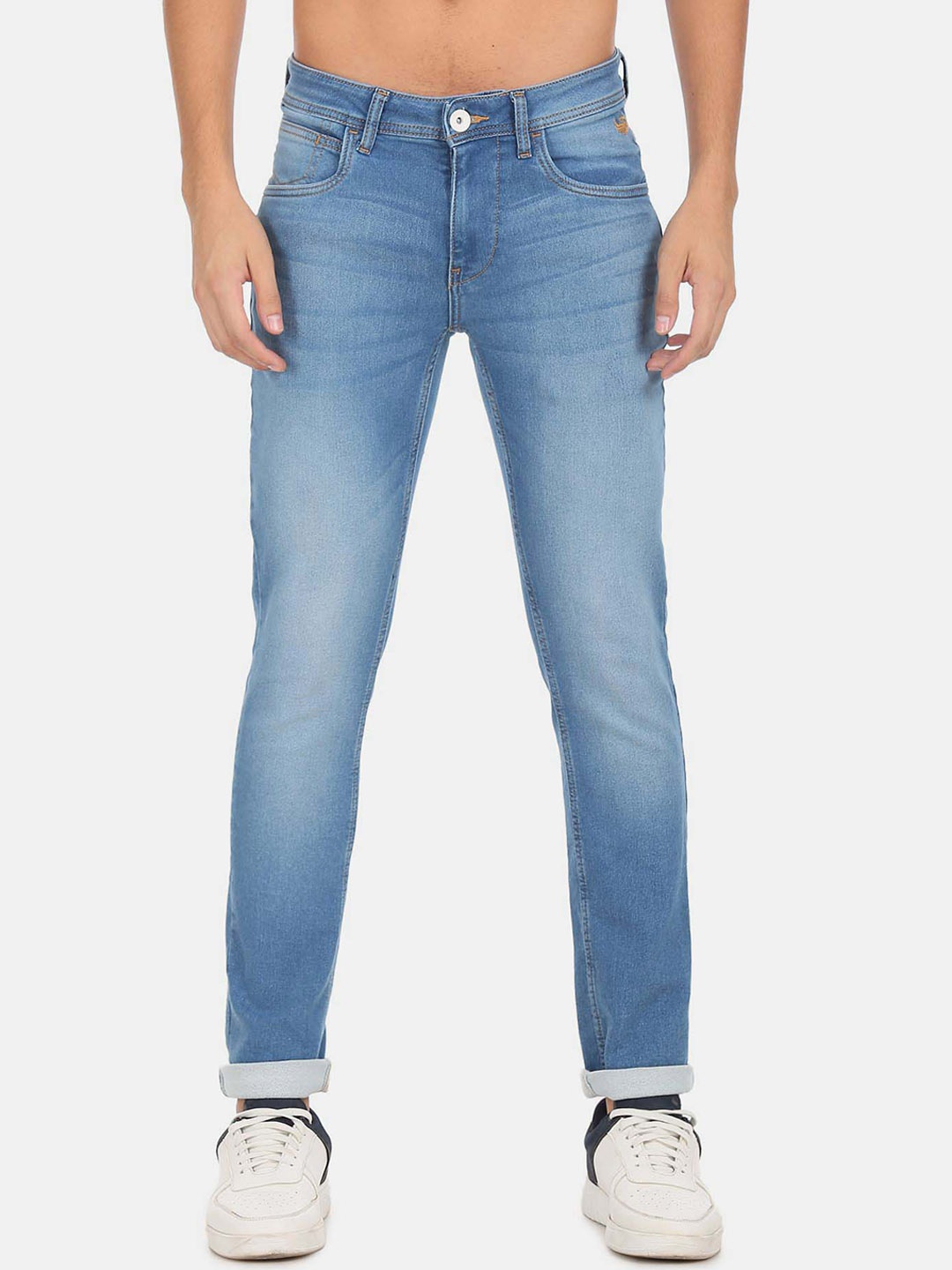 

Flying Machine Men Slim Fit Low-Rise Heavy Fade Jeans, Blue