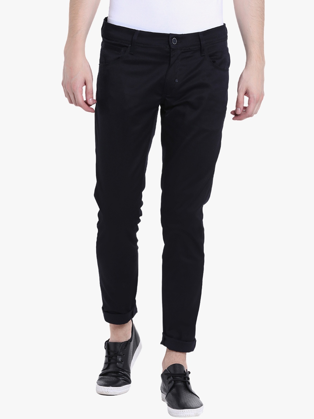 

Antony Morato Men Black Slim Fit Solid Regular Trousers