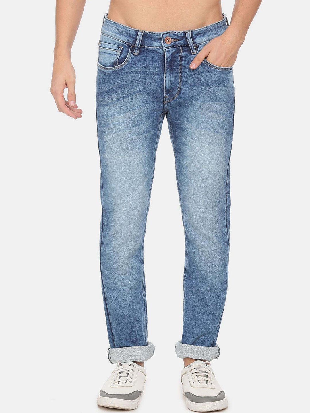 

Flying Machine Men Mid-Rise Tapered Fit Heavy Faded Jeans, Blue