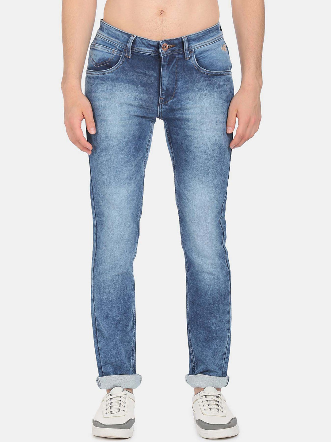 

Flying Machine Men Slim Fit Low-Rise Heavy Fade Jeans, Blue