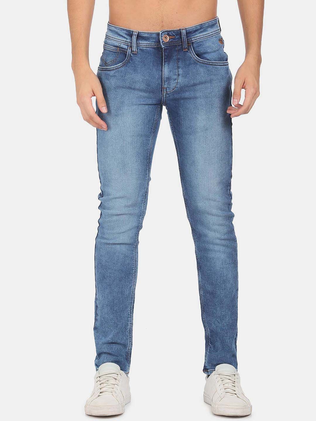 

Flying Machine Men Slim Fit Low-Rise Low Heavy Fade Jeans, Blue