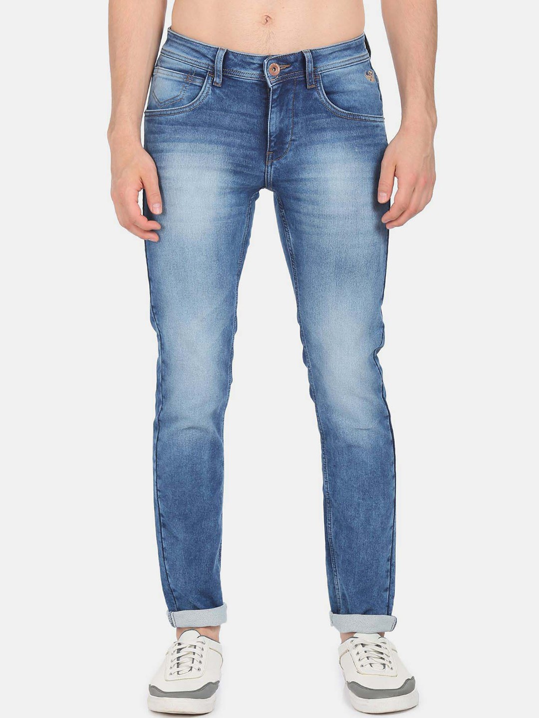 

Flying Machine Men Slim Fit Low-Rise Heavy Fade Jeans, Blue