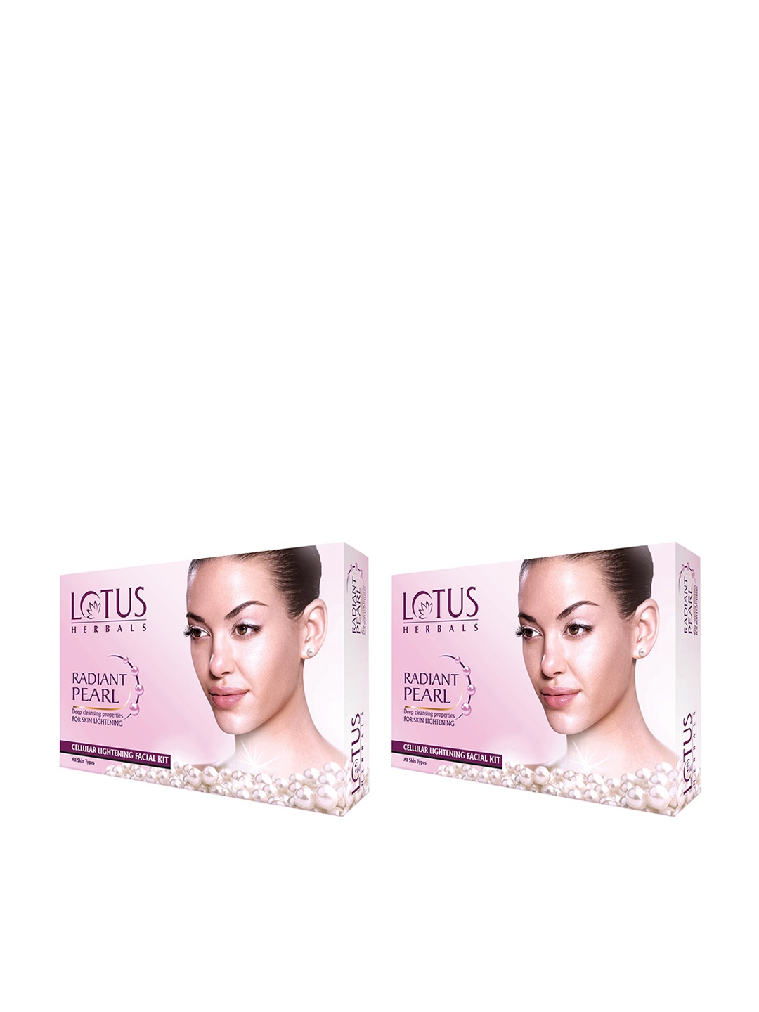 

Lotus Herbals Set Of 2 Radiant Pearl Cellular Lightening Facial Kits - 4 Kits Each, Pink