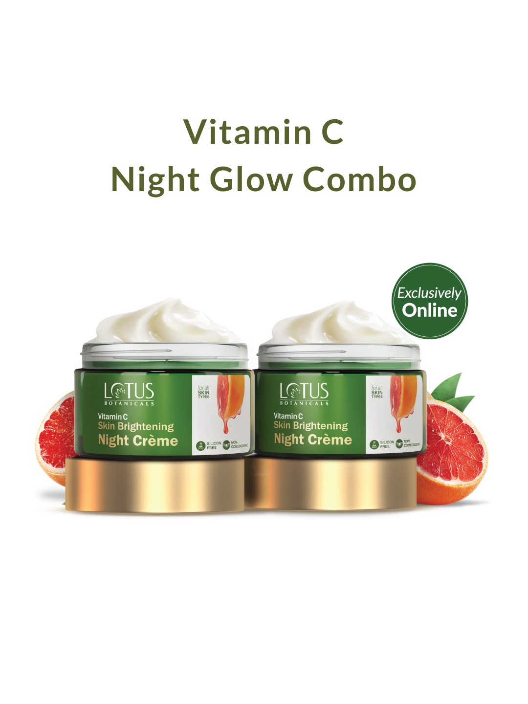 

Lotus Botanicals Set Of 2 Vitamin C Skin Brightening Night Creme - 50g Each, Green