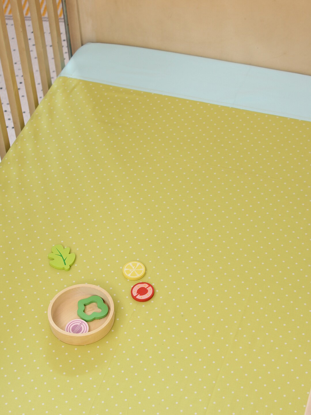 

House This Kids Turquoise Blue & Green 180 TC 2 Crib Bedsheet with Pillow Cover