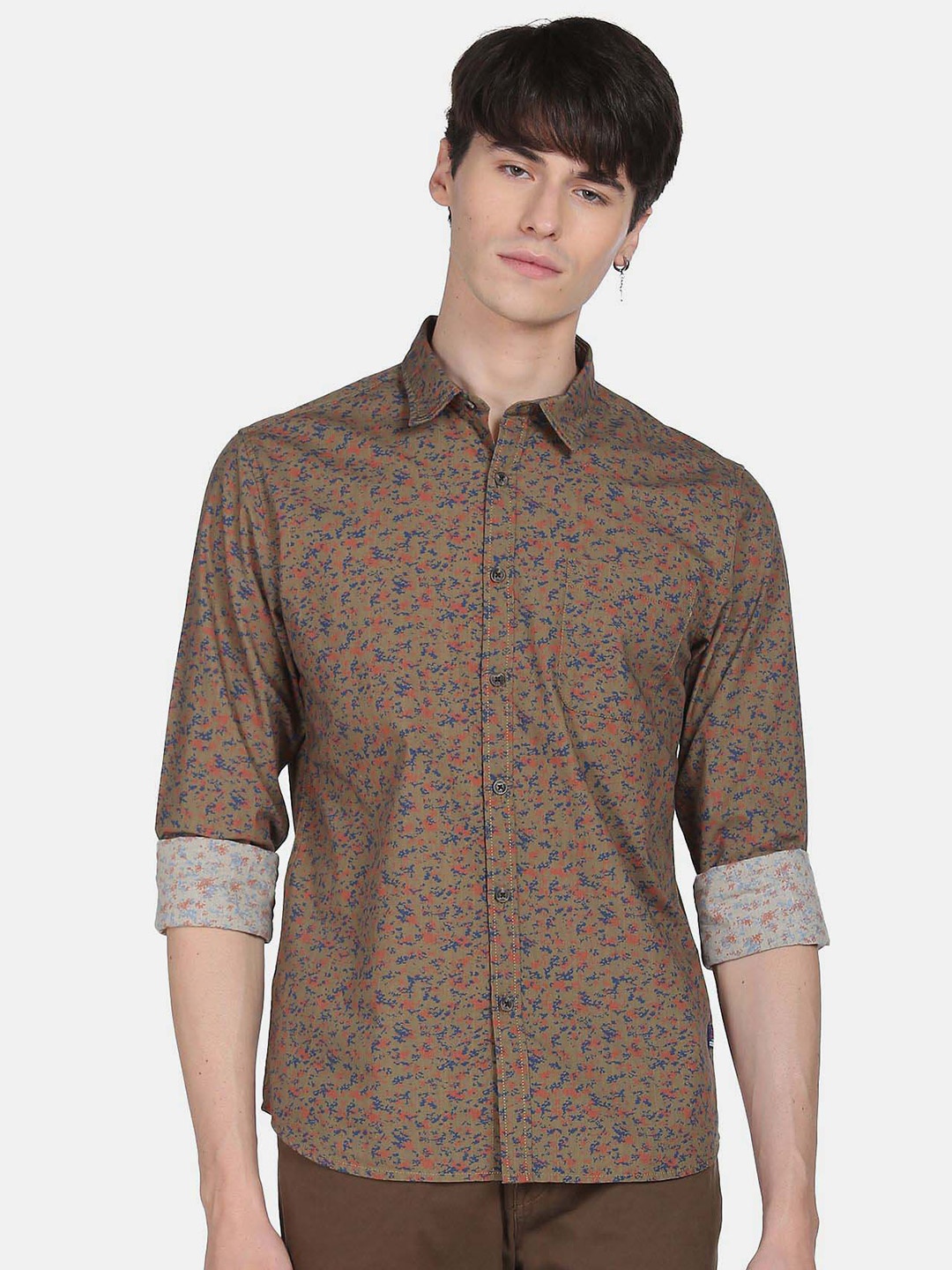 

Flying Machine Abstract Printed Pure Cotton Casual Shirt, Brown