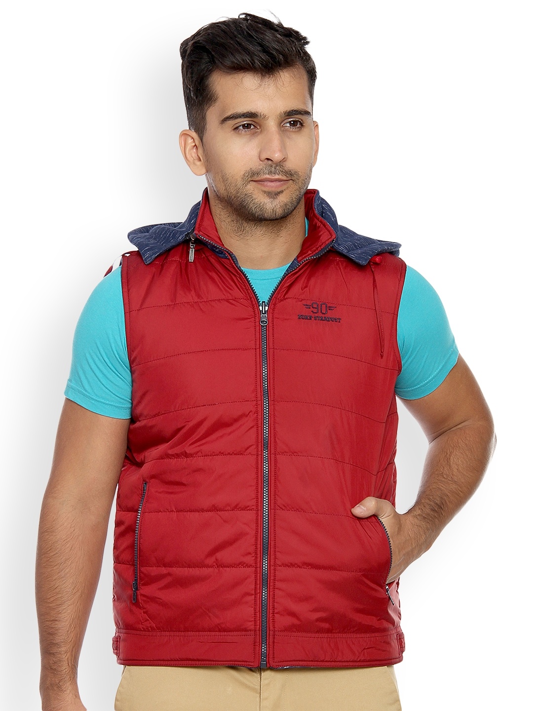 

Duke Men Red Solid Padded Jacket
