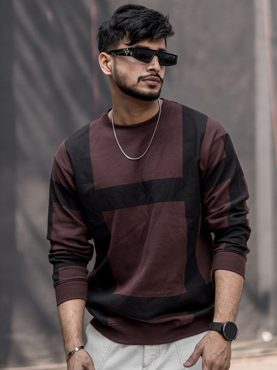 

Powerlook Colourblocked Long Sleeves T-shirt, Brown