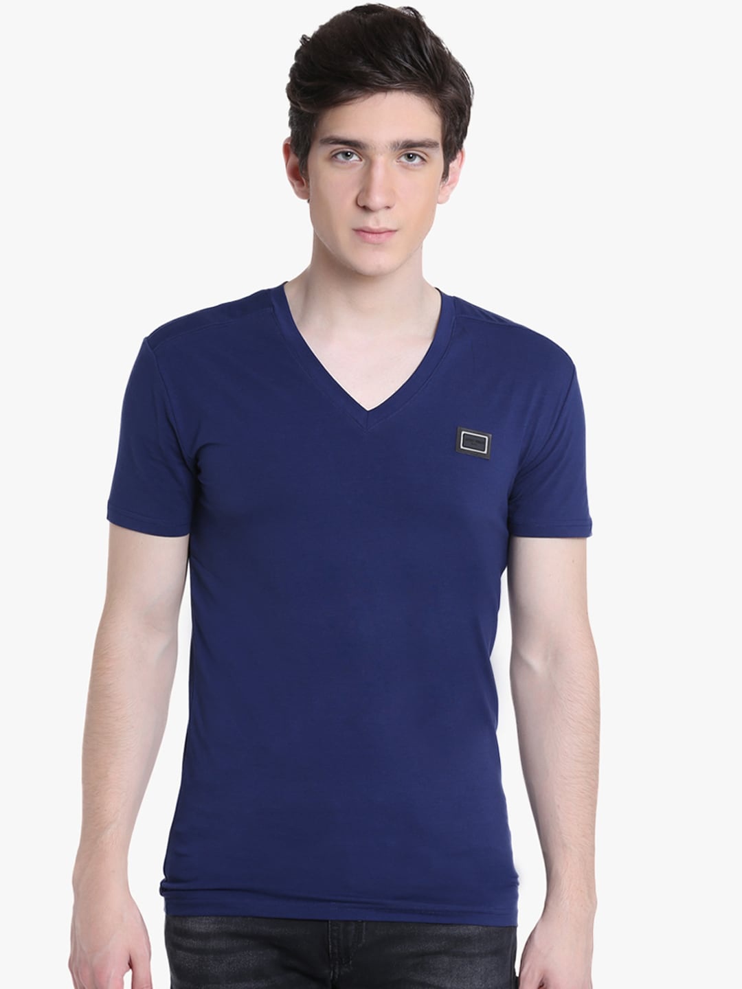 

Antony Morato Men Blue Solid V-Neck T-shirt