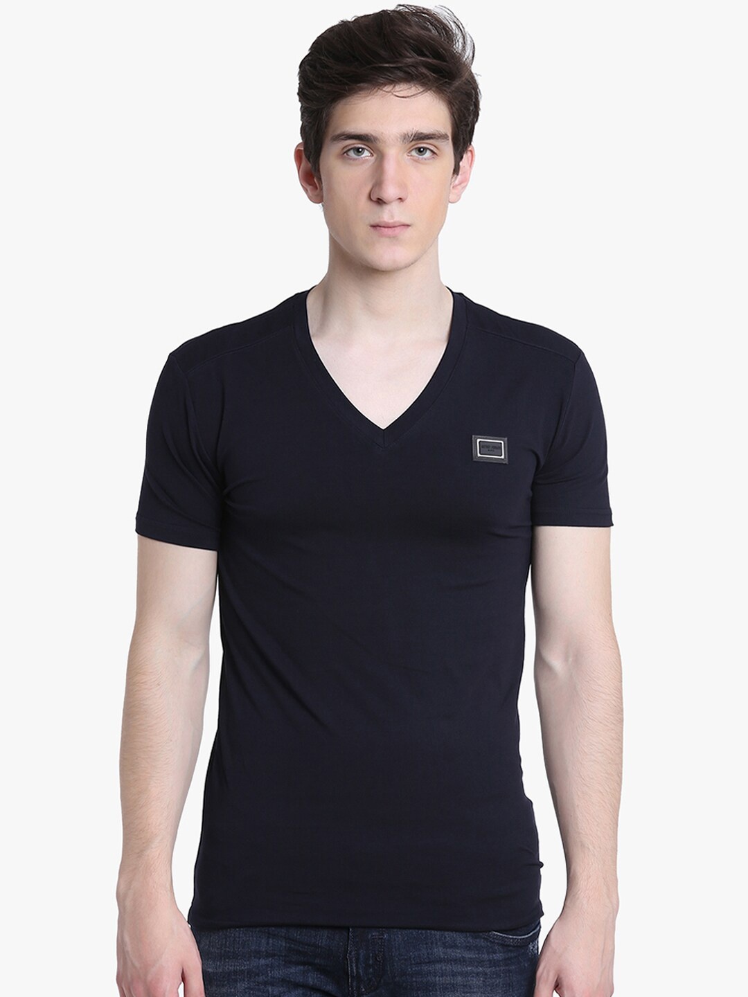 

Antony Morato Men Black Solid V-Neck T-shirt