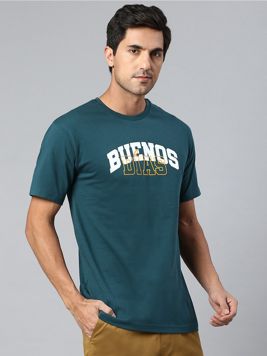 

Hubberholme Typography Relaxed Fit Printed Pure Cotton T-shirt, Teal