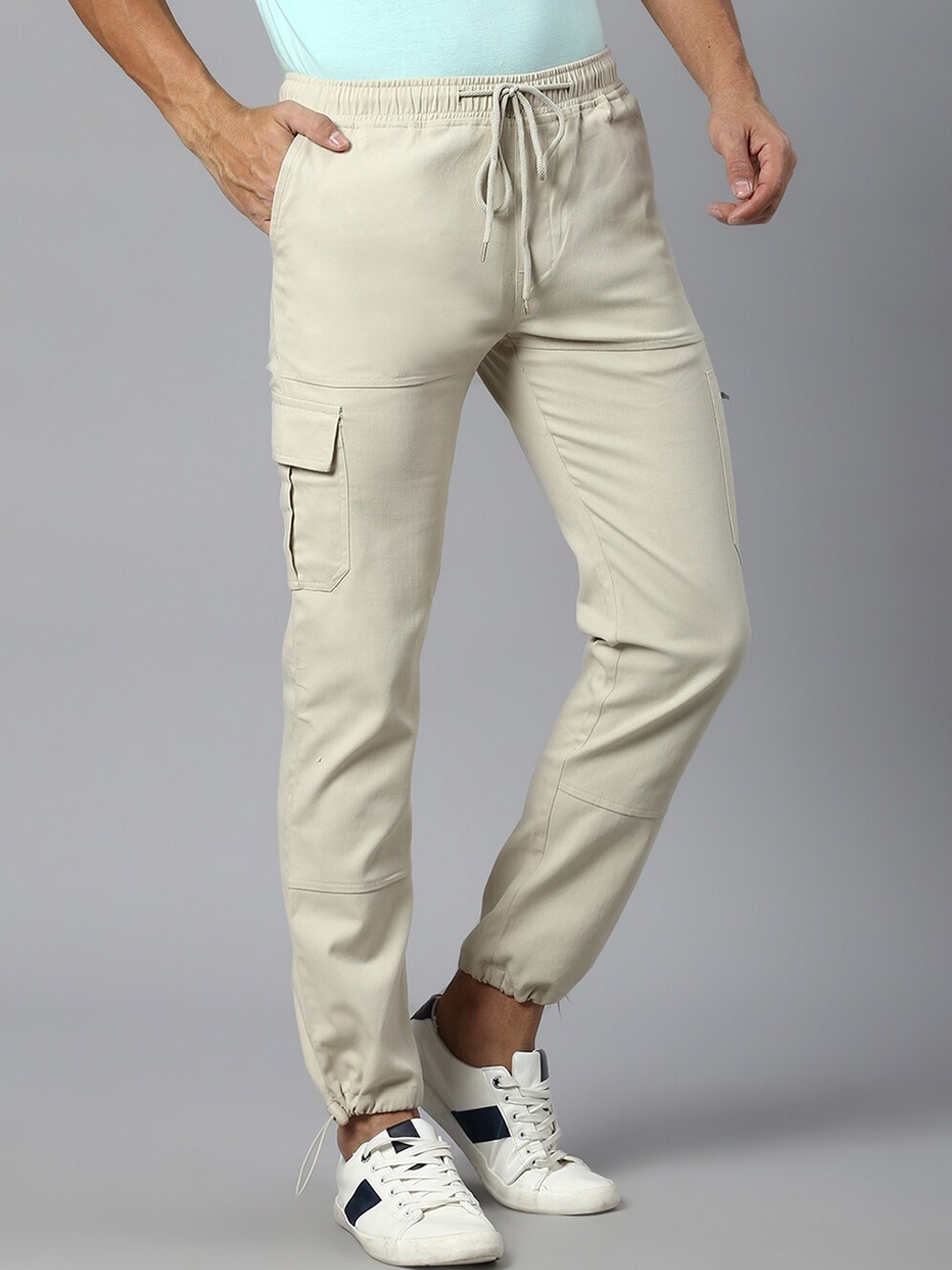 

Hubberholme Men Smart Easy Wash Cargo Joggers, Cream