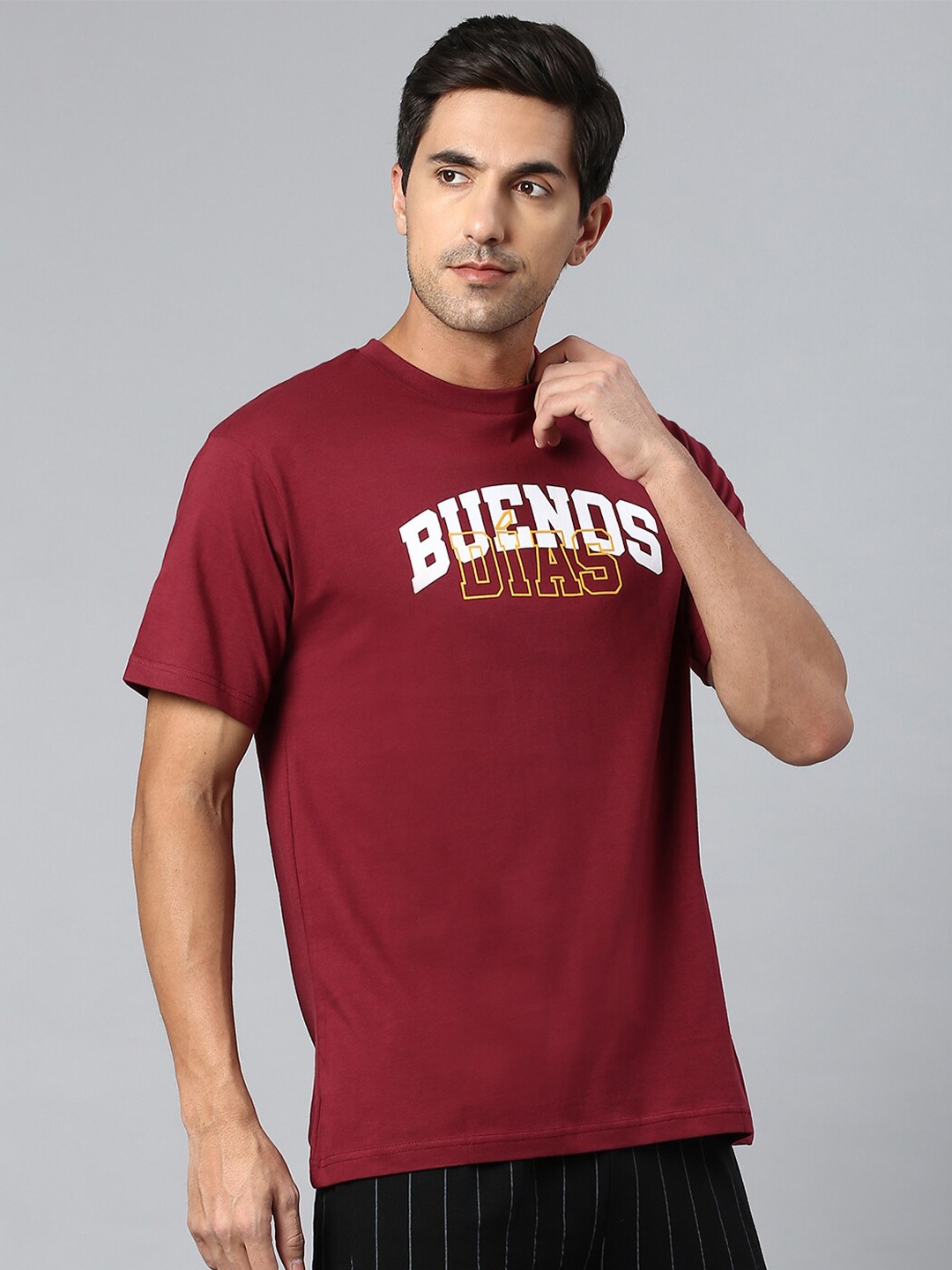 

Hubberholme Typography Relaxed Fit Printed Pure Cotton T-shirt, Maroon