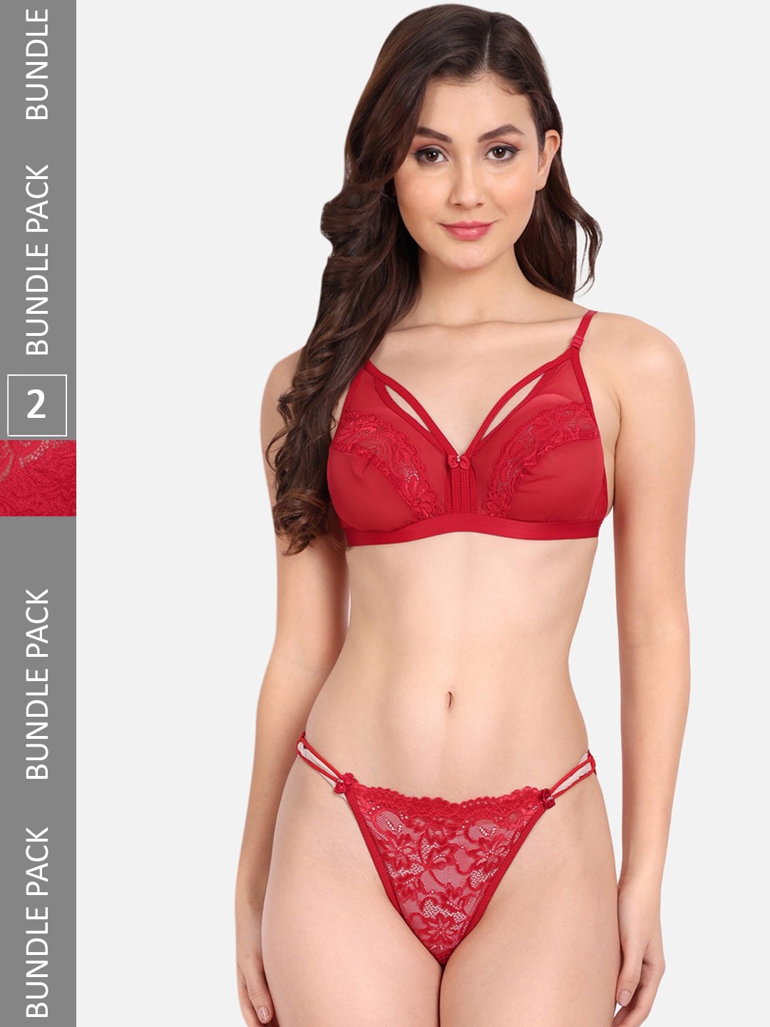 

FIMS Women 2Pcs Self-Designed Lingerie Set C_KarrySet_Red_BlumerSet_Red_B