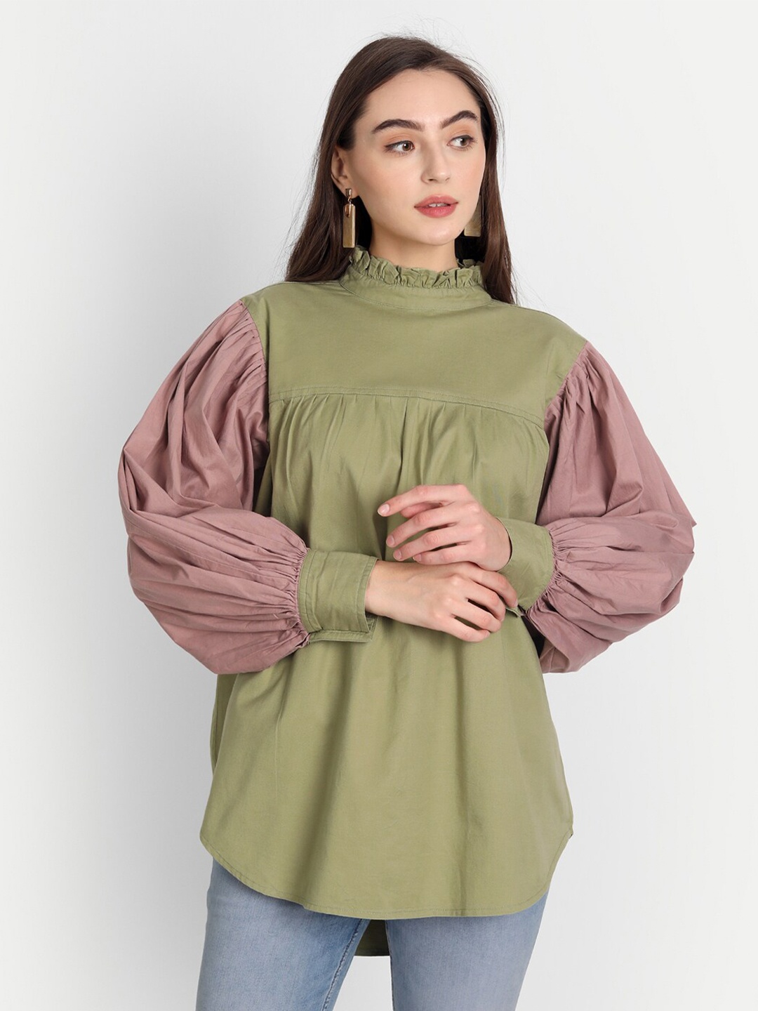 

Jilmil High-Low Longline Cotton Top, Green