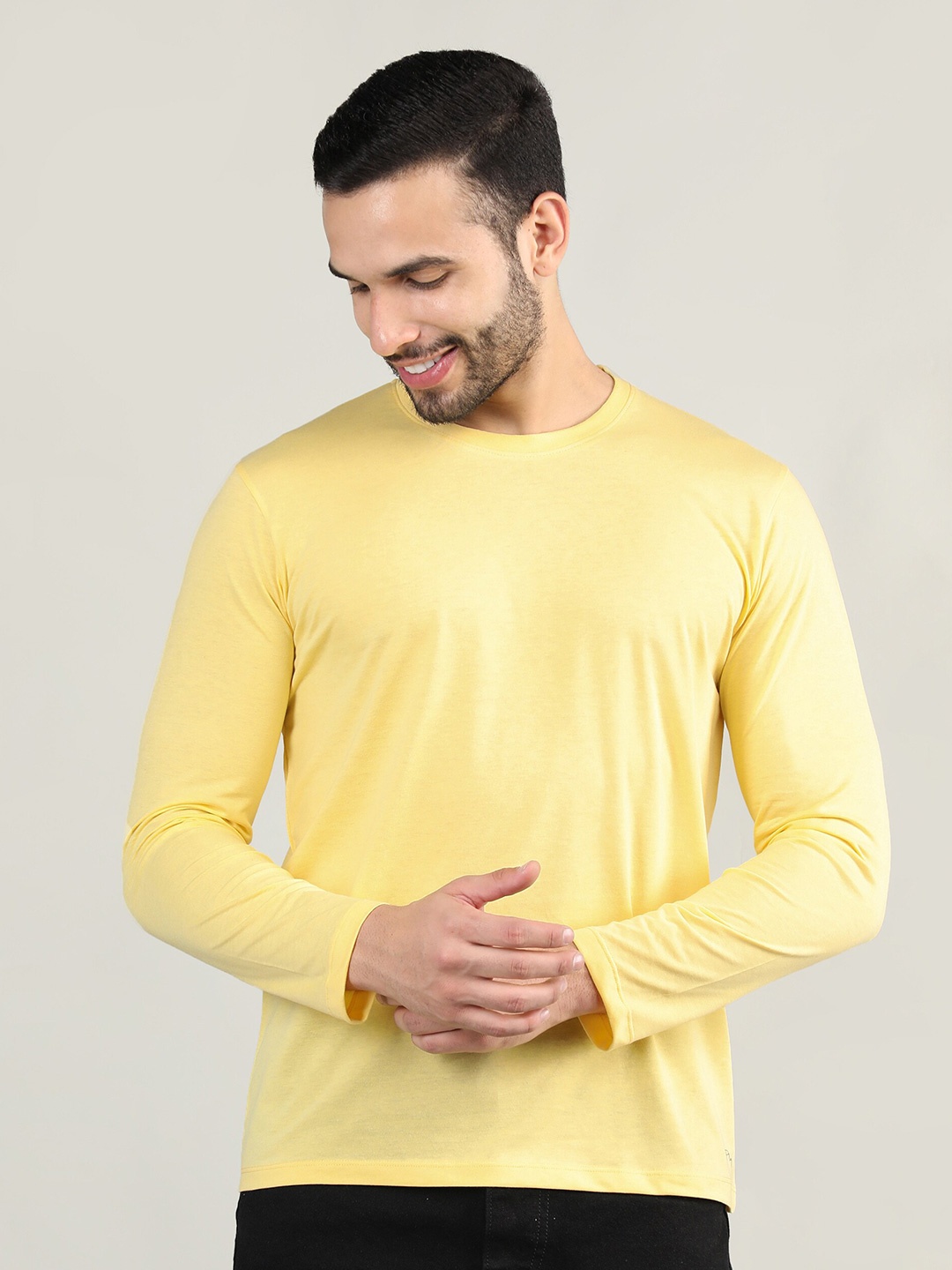 

Plagg Round Neck Full Sleeve Cotton T-shirt, Yellow