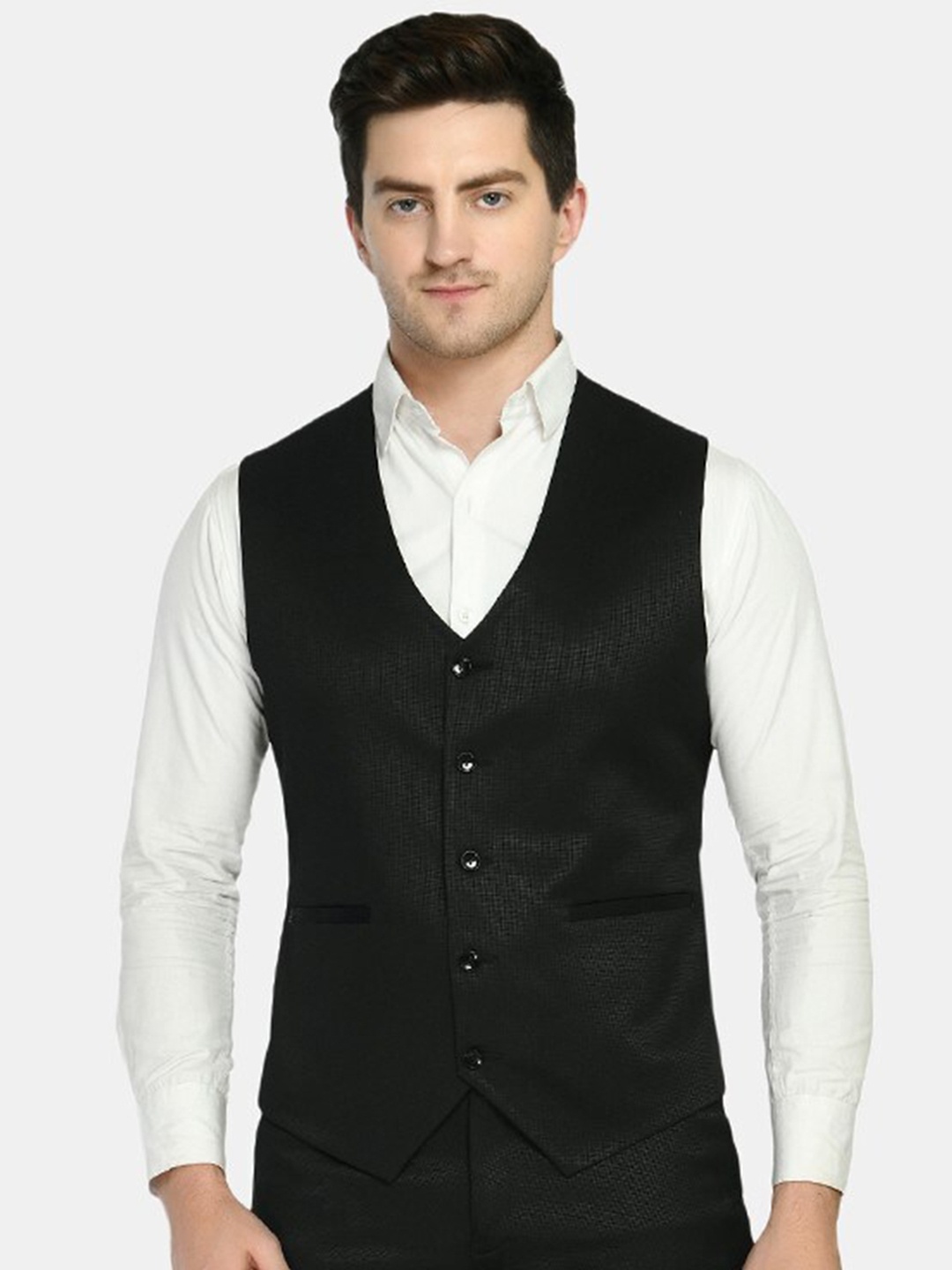 

TrulyFeb Men Corduroy Formal Slim-Fit Waistcoat, Black