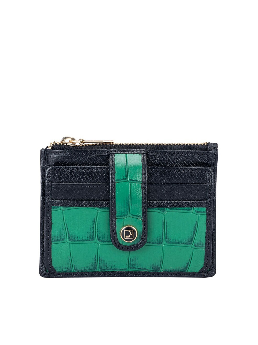 

Da Milano Textured Leather Card Holder, Green