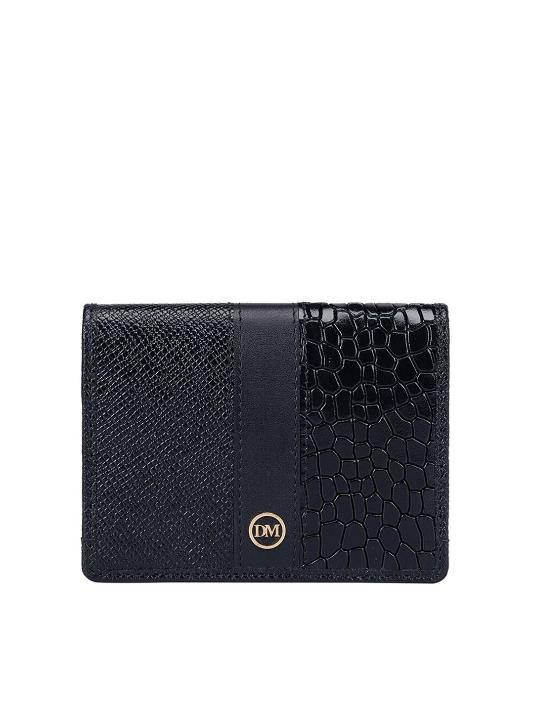 

Da Milano Geometric Textured Leather Card Holder, Black