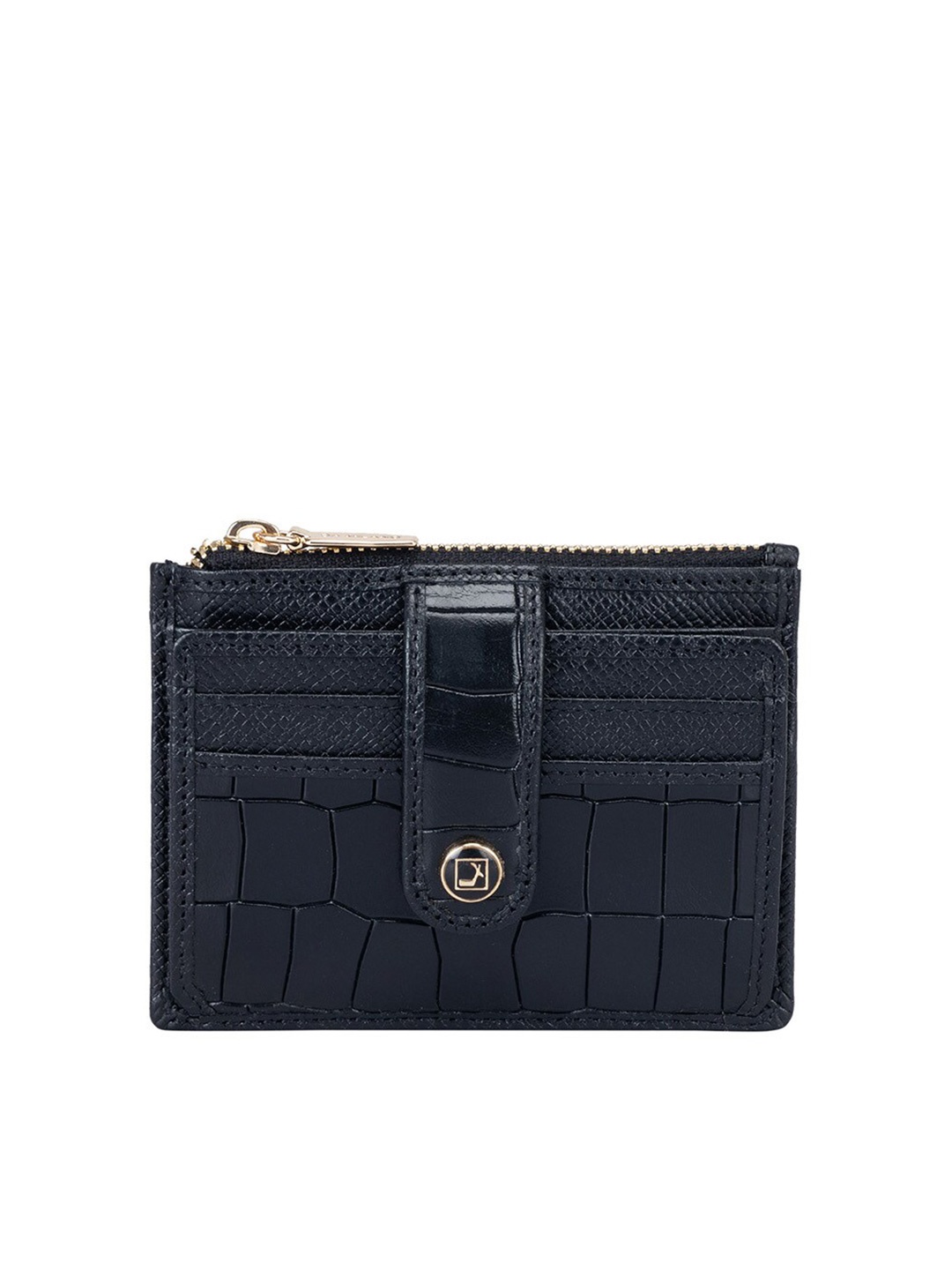 

Da Milano Geometric Textured Leather Card Holder, Black