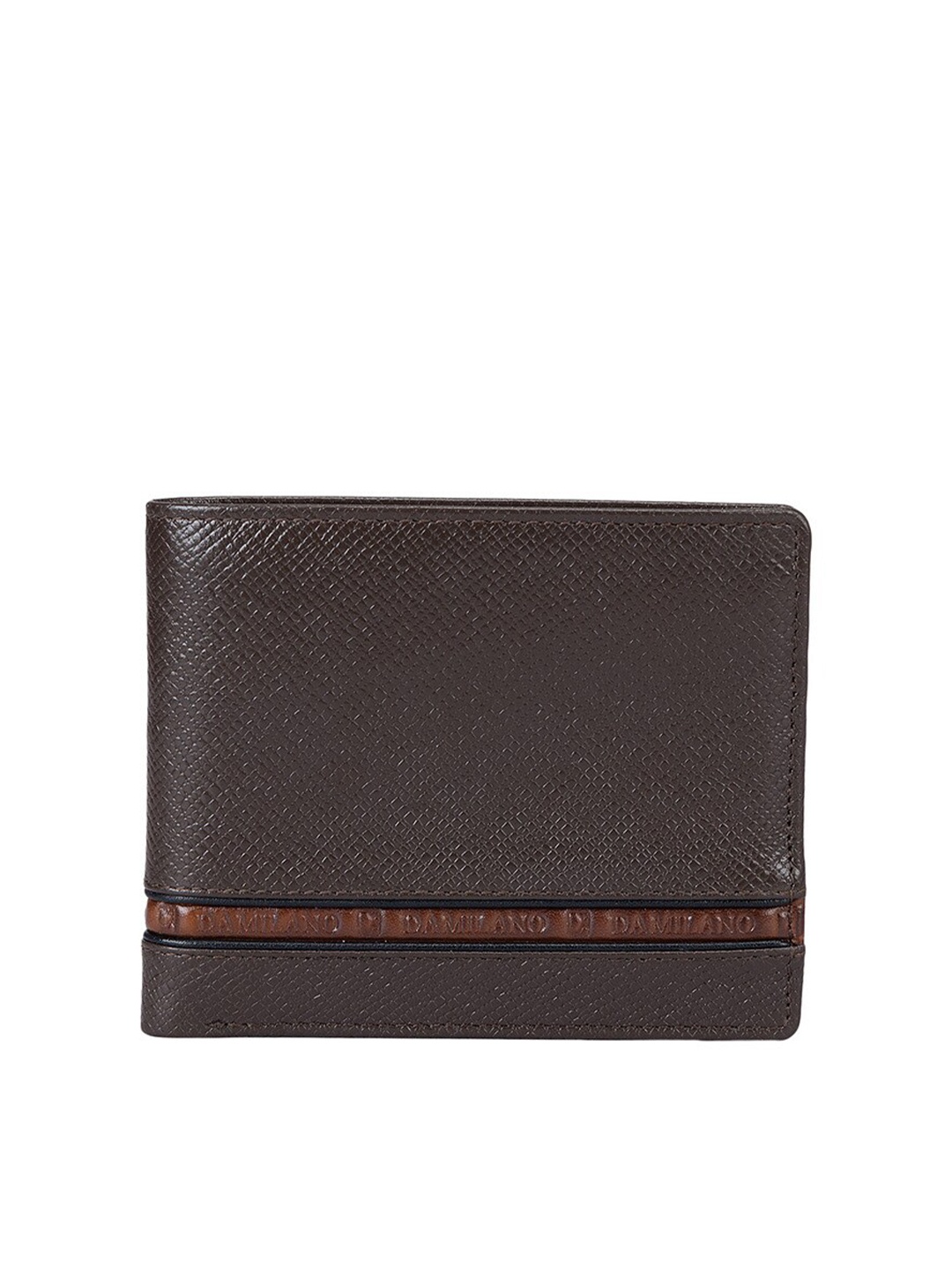 

Da Milano Men Abstract Textured Leather RFID Two Fold Wallet, Brown