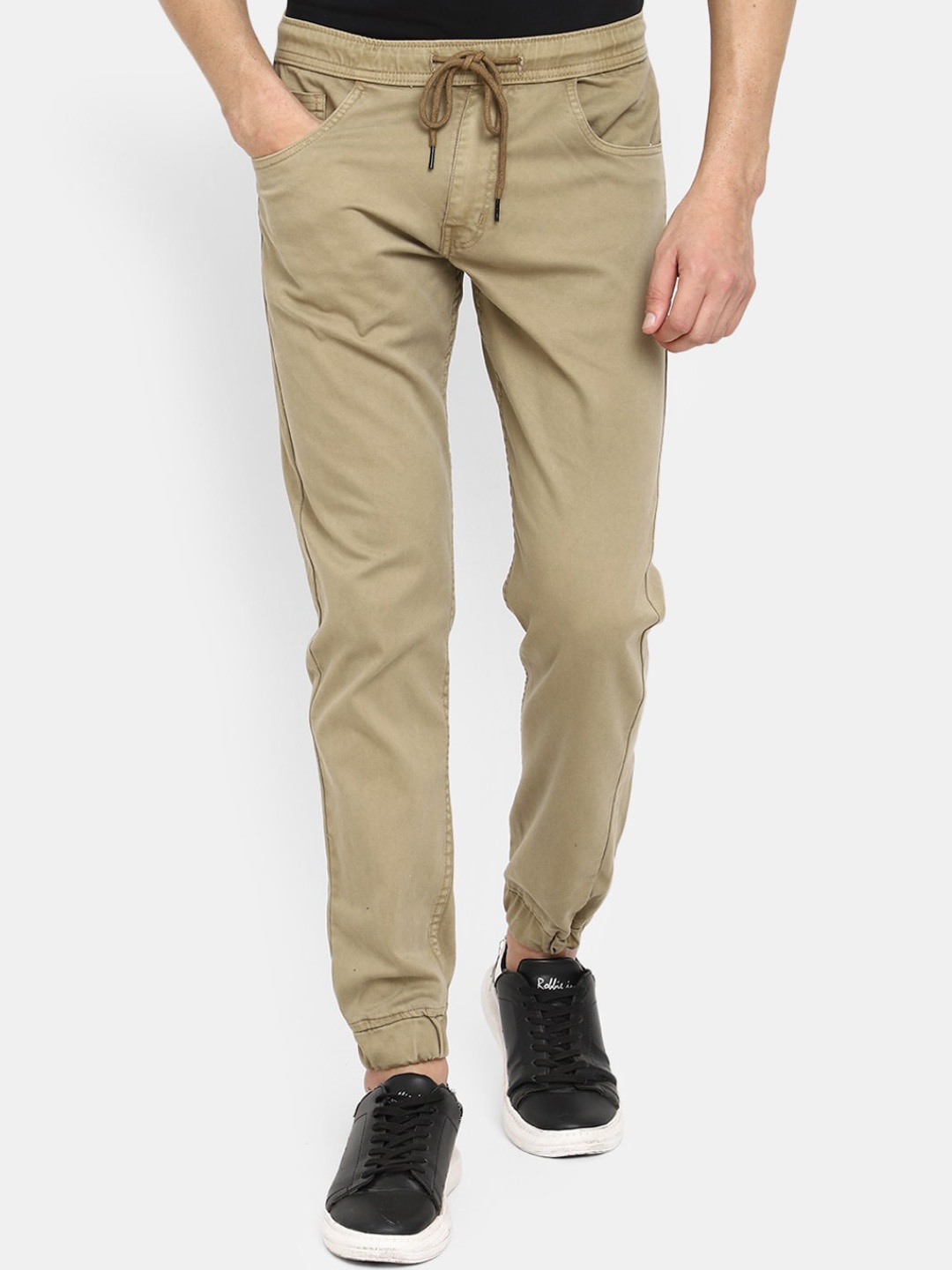 

V-Mart Men Classic Mid Rise Joggers, Khaki
