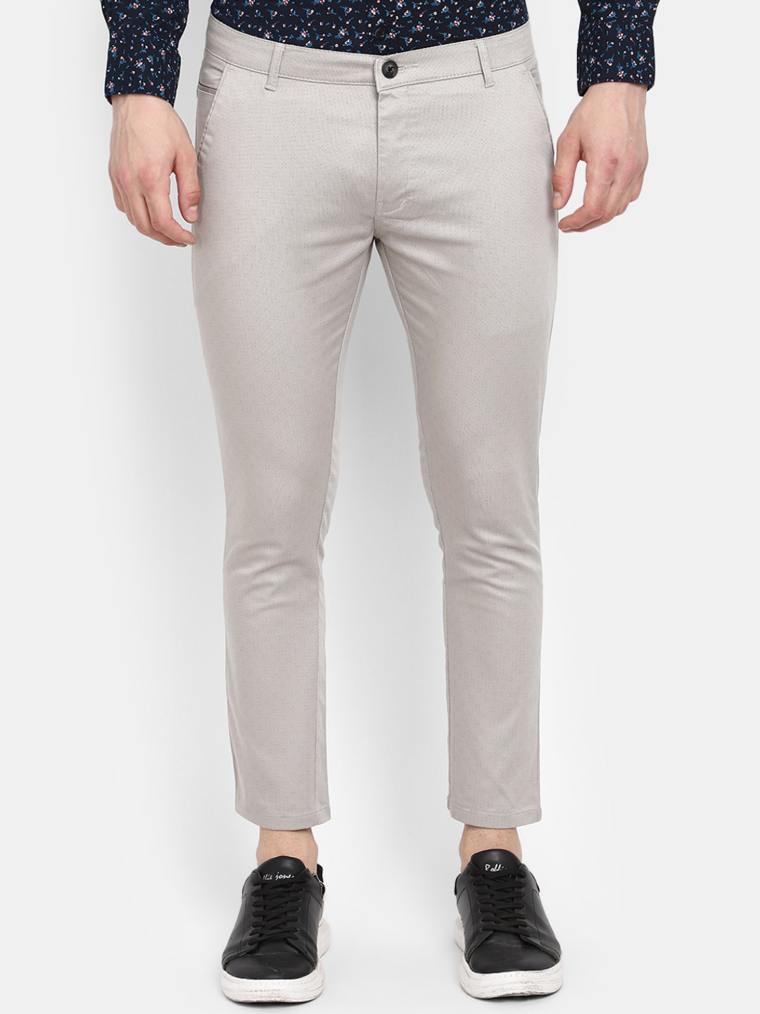 

V-Mart Floral Printed Classic Casual Trousers, Grey