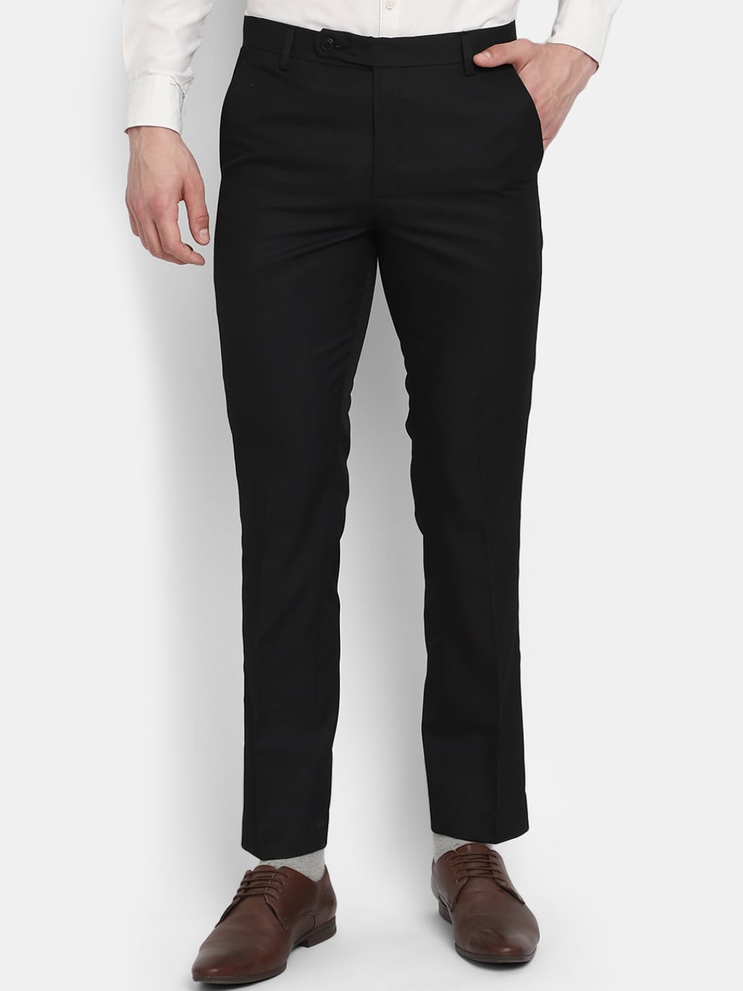 

J White by Vmart Men Classic Slim Fit Cotton Formal Trousers, Black