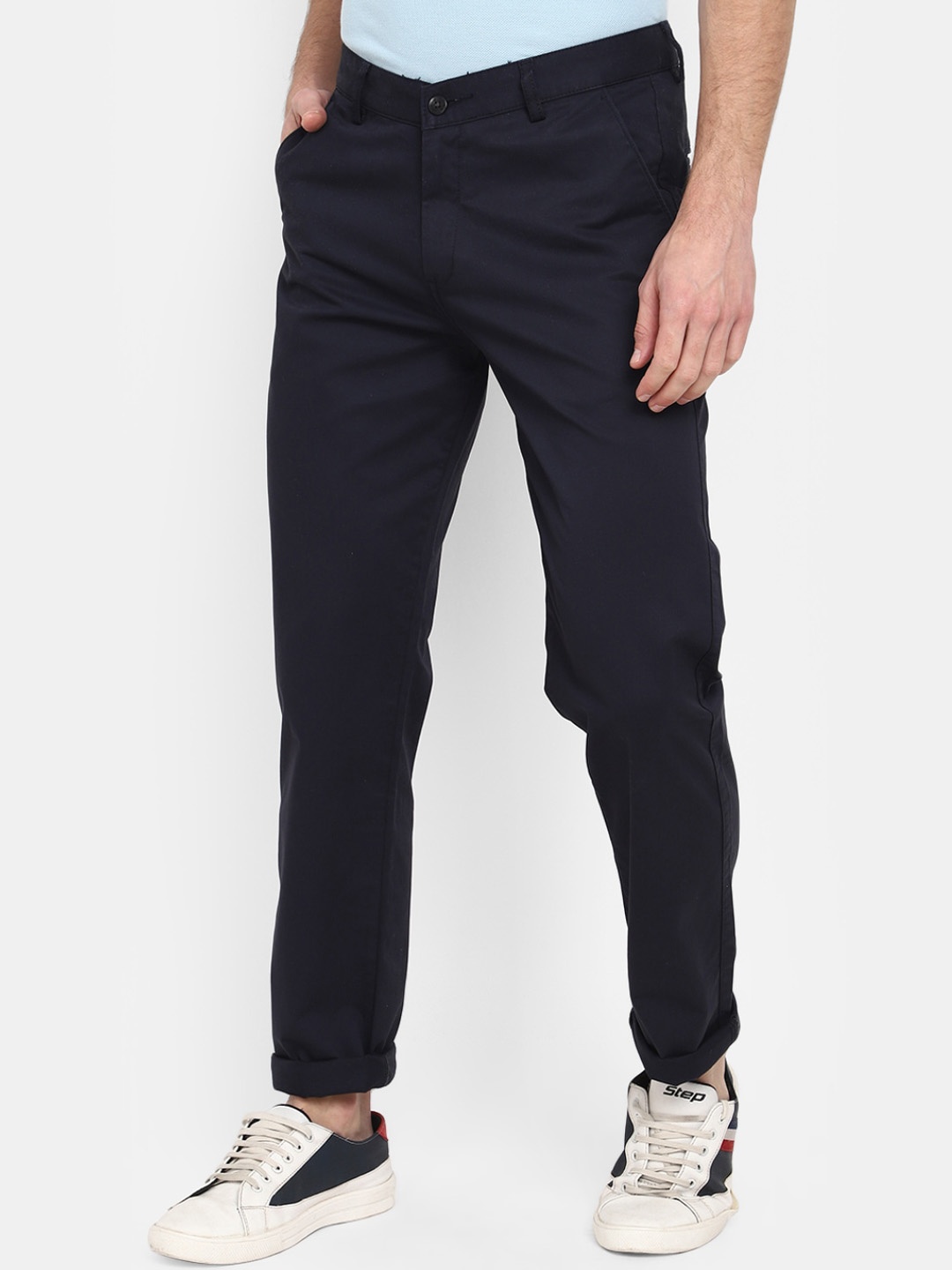 

V-Mart Men Classic Slim Fit Trousers, Navy blue