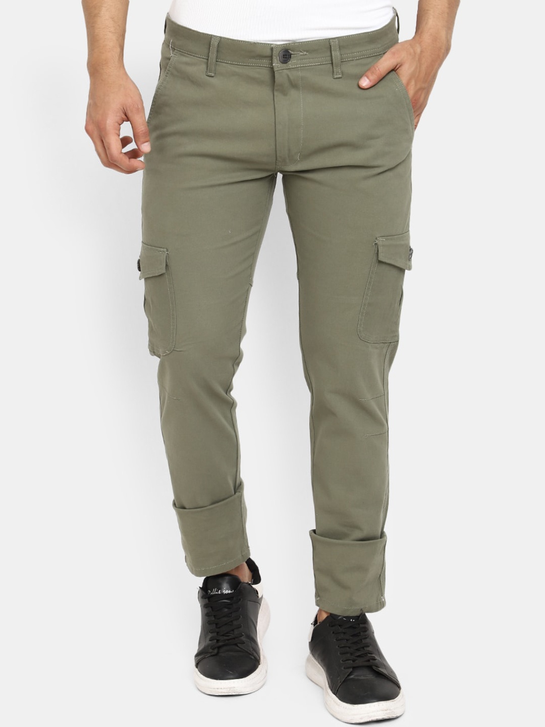 

V-Mart Men Classic Mid Rise Cargos, Green