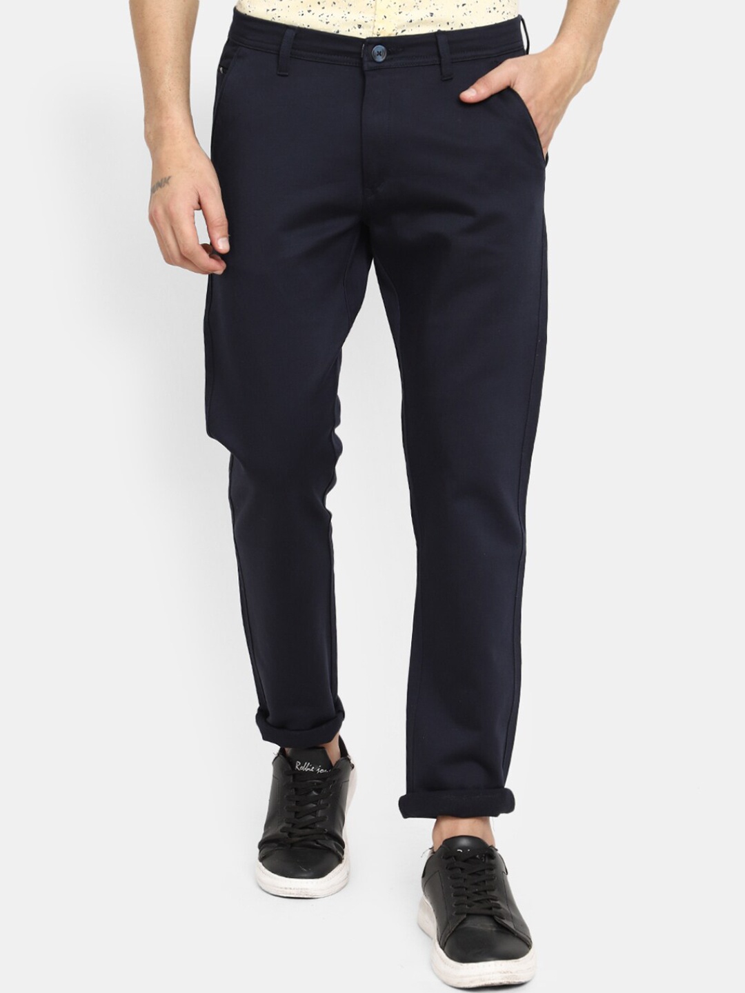 

V-Mart Men Classic Slim Fit Chinos Cotton Trousers, Navy blue